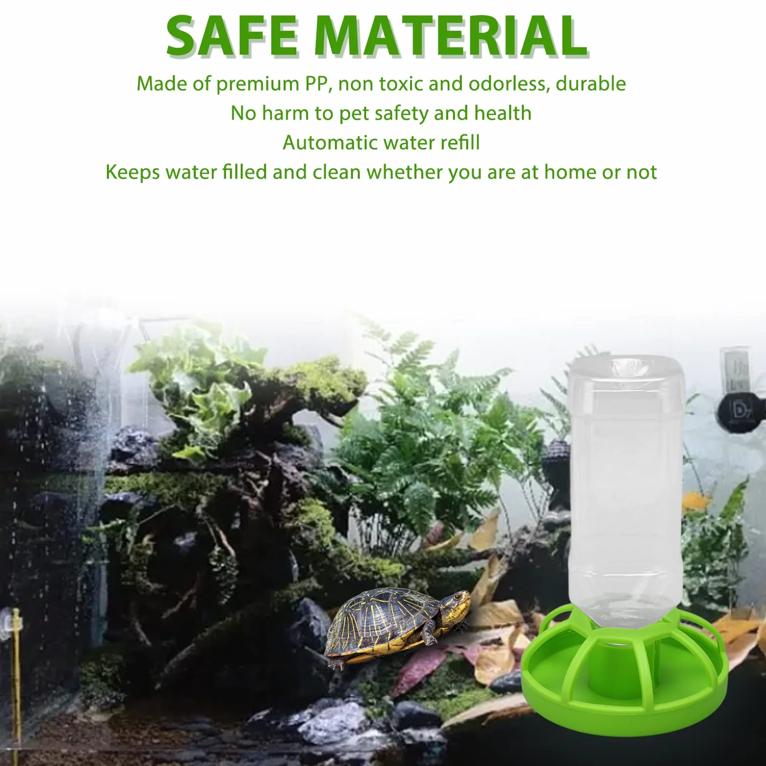 Distributeur d'eau de Reptile pour Tortue Lézard, Mangeoires Automatiques, Bol d'eau Grand