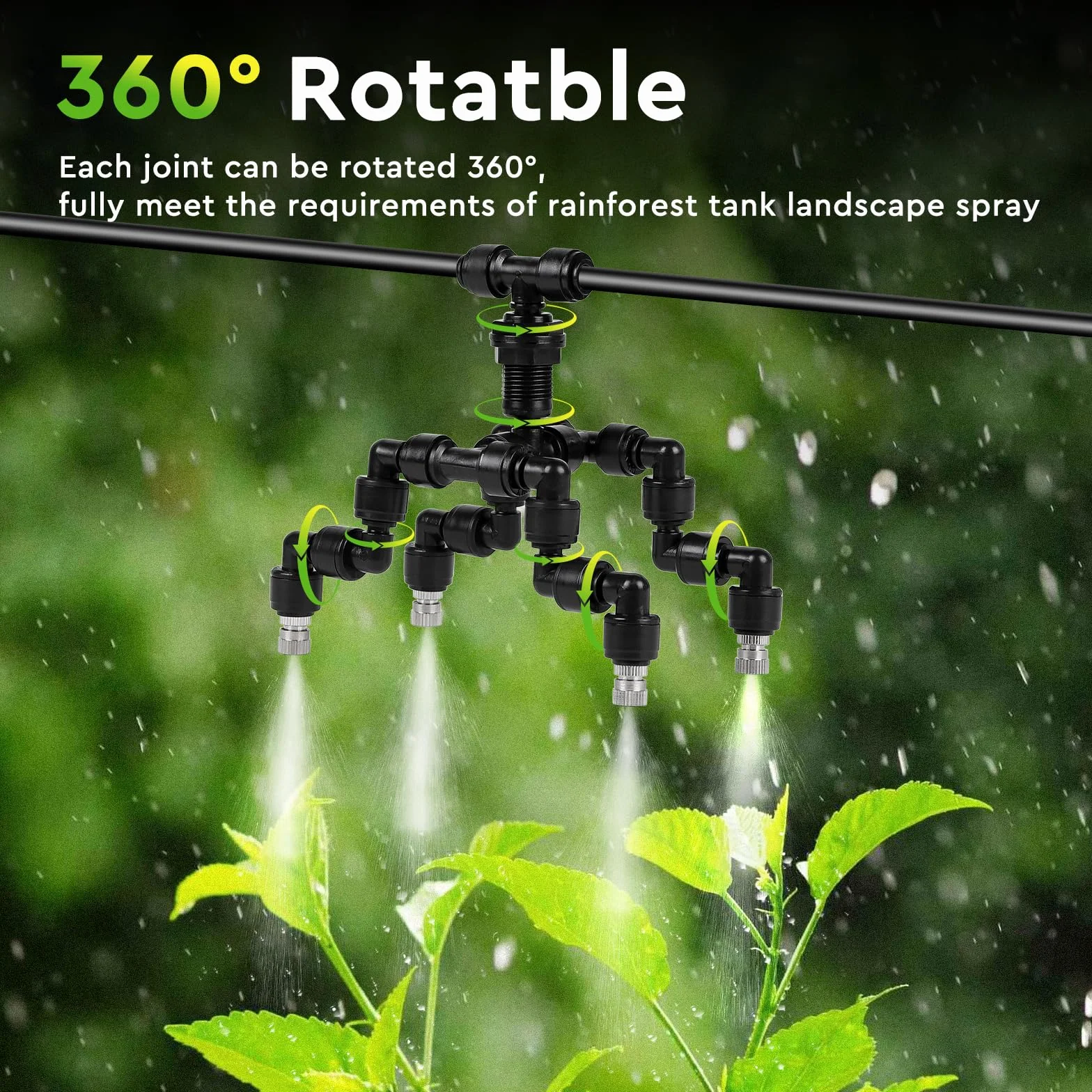 SWAWIS Brumisateur Terrarium Reptiles 360° Réglable Buse Quatre Têtes