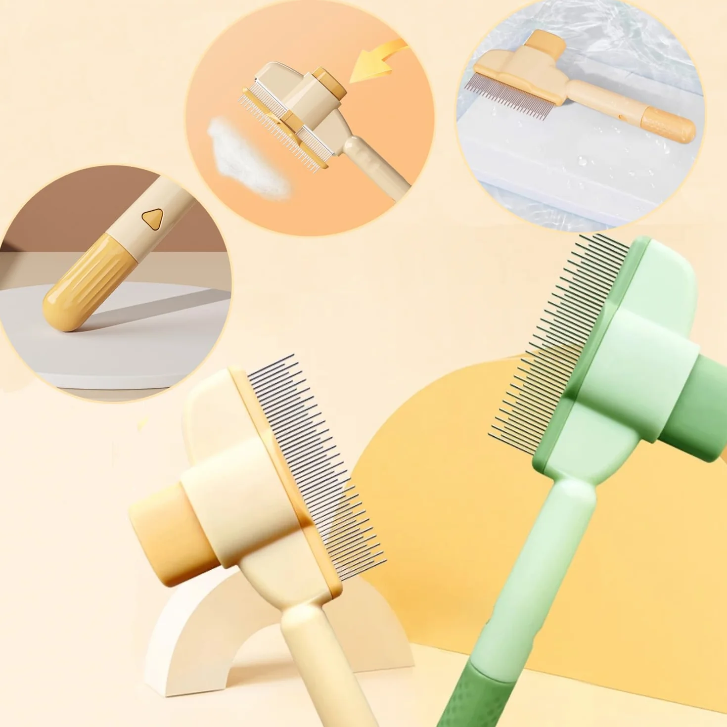 Peigne de Toilettage pour Chat avec Bouton D'épilation, Brosse Animaux de Compagnie, Acier Inoxydable