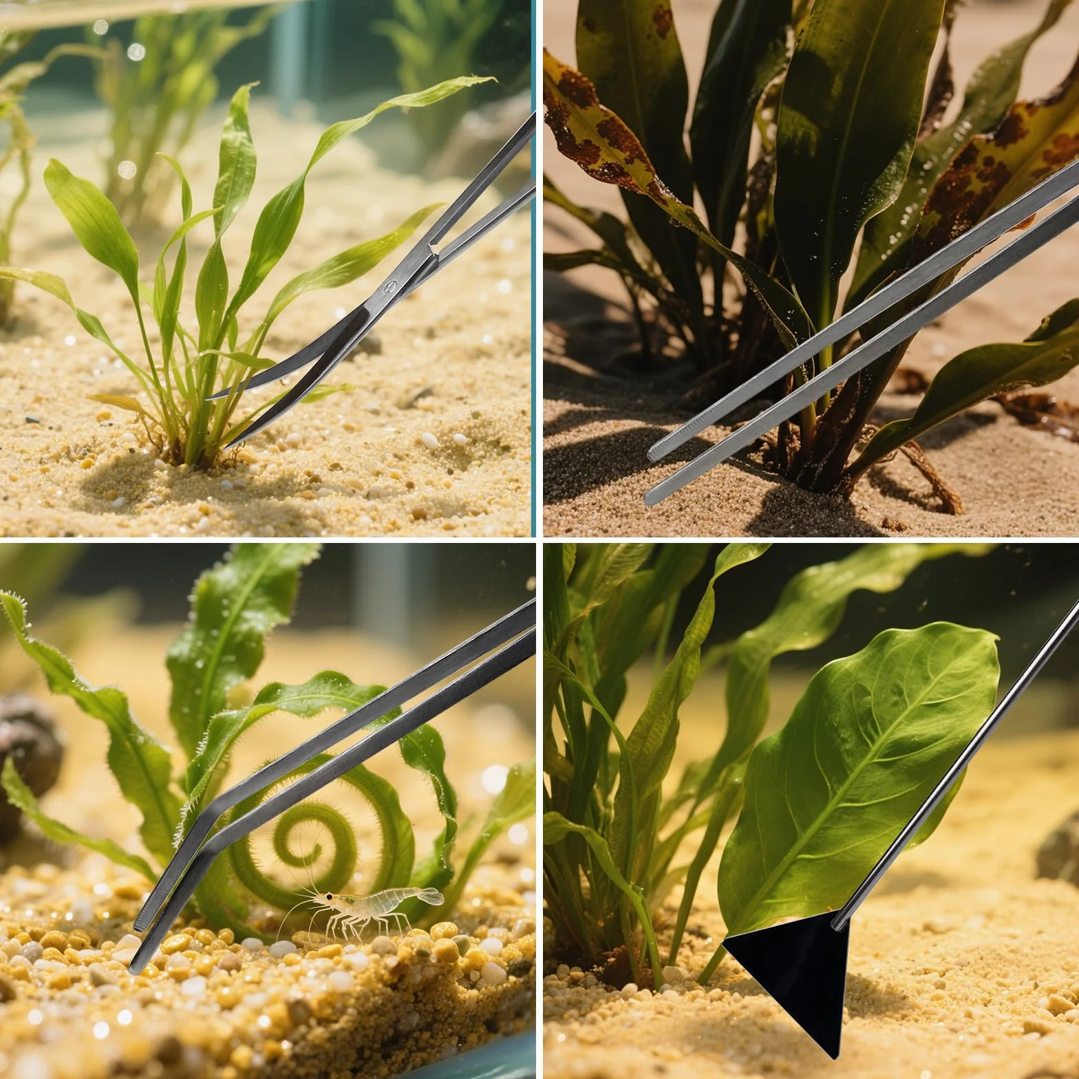 INOX Aquarium Kit Outil, Scissors, Spatula avec Sac de Rangement Set pour Élagage d’Herbe d’Eau