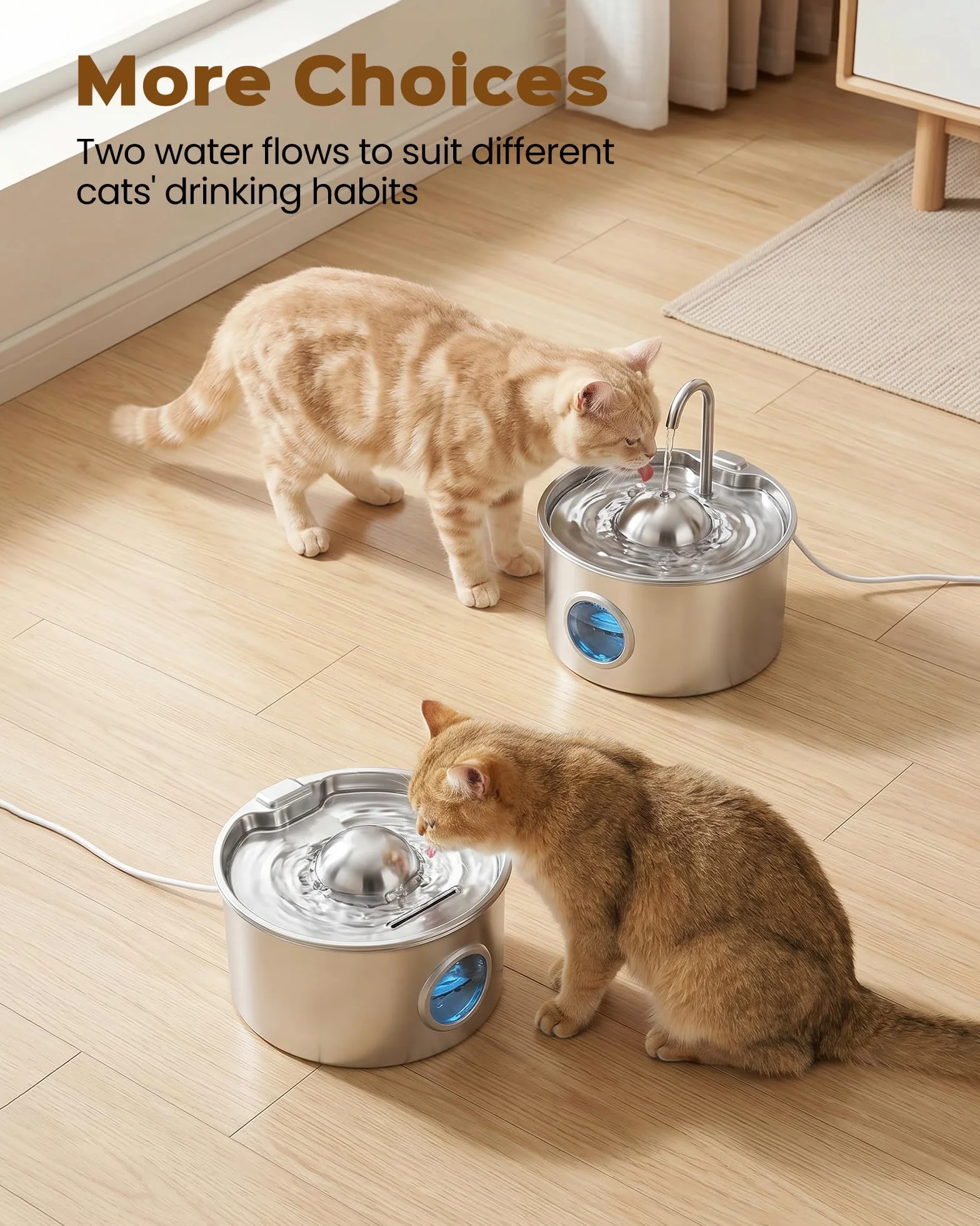Fontaine à Eau Chat Inox 2,6L Automatique Ultra Silencieux Acier Inoxydable
