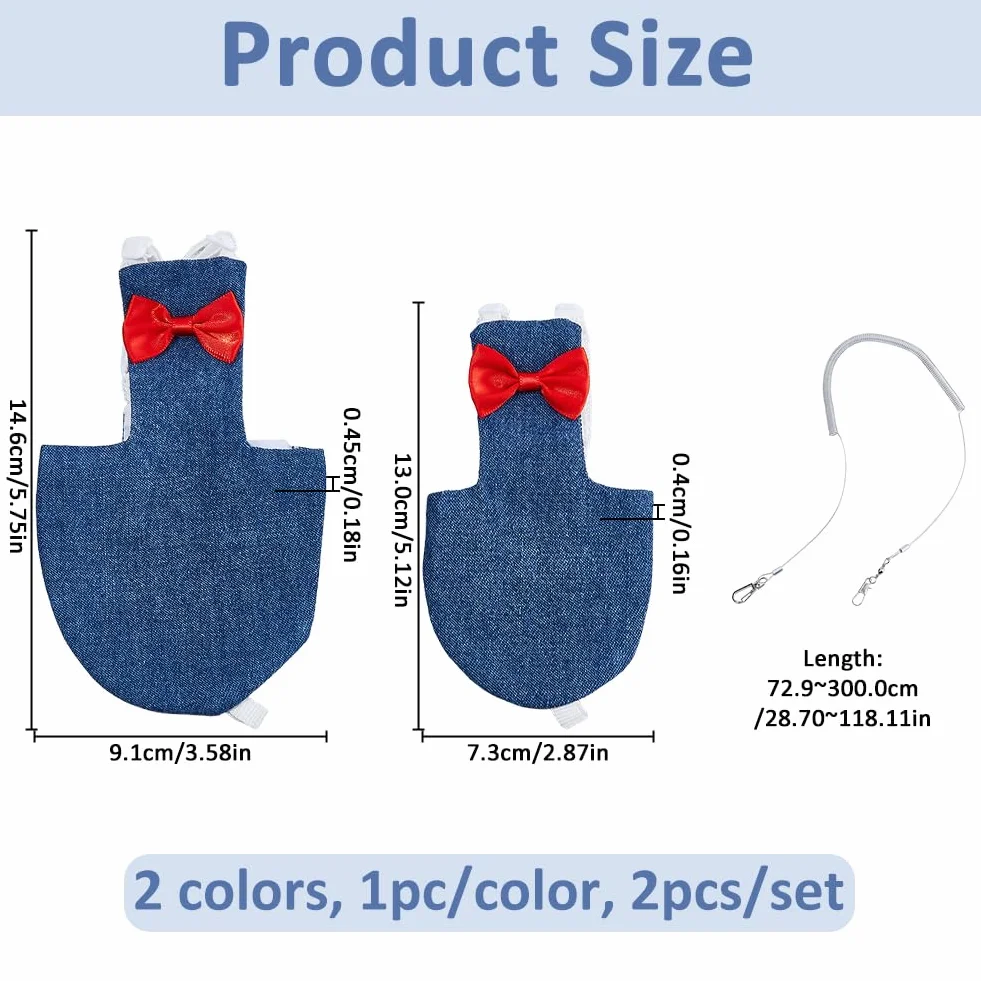 Harnais Couche pour Oiseaux Combinaison Vol Smoking pour Calopsitte Costume Nettoyable Réutilisable avec Ressort Corde Fil Acier pour Perroquets Pigeons