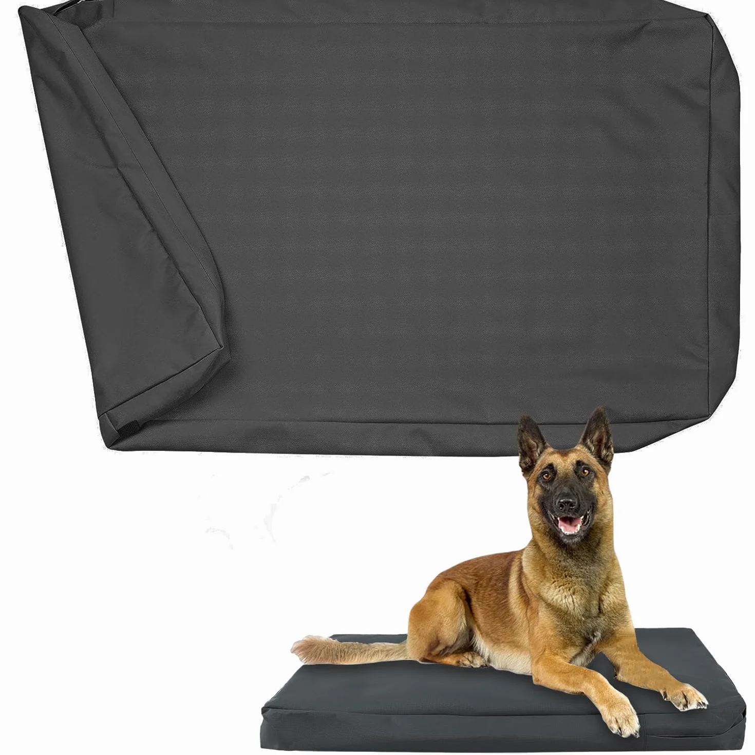 Housse de lit pour chien imperméable lavable amovible avec fermeture éclair noir L