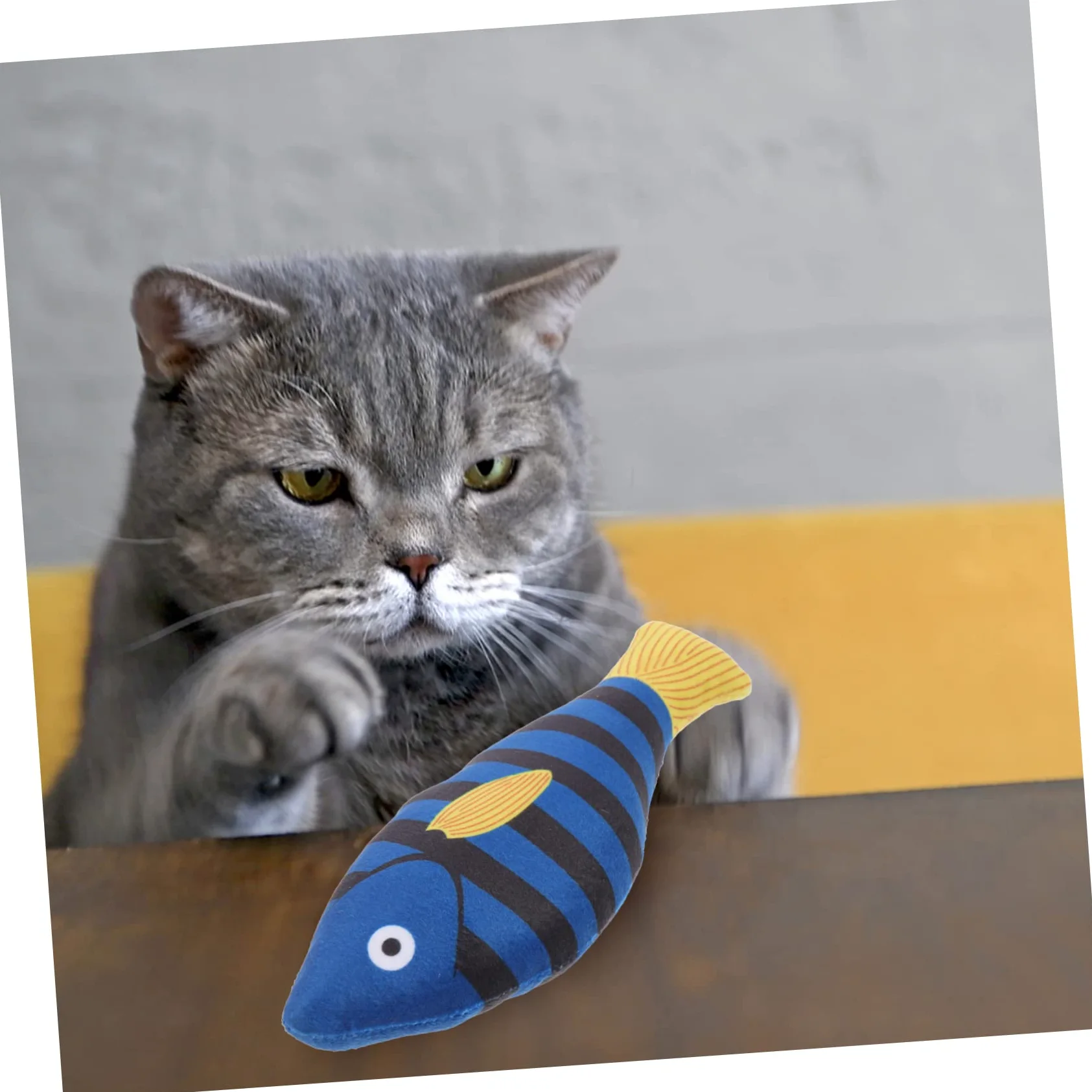 ifundom Jouet en Peluche de Poisson pour Chats D'intérieur Herbe à Chat Naturelle, Jouet à Mâcher pour Chatons pour Stimuler et Divertir