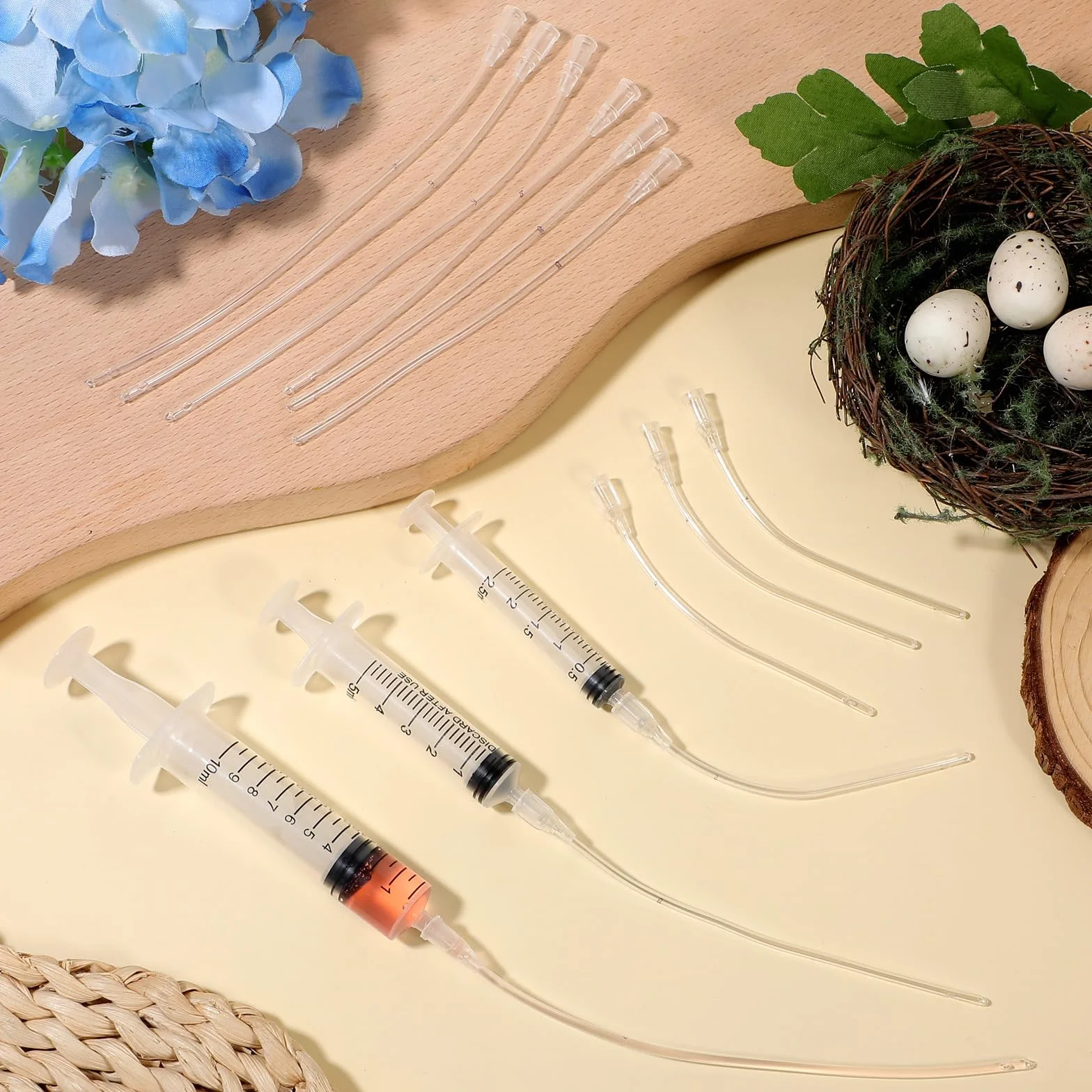 Lot de 15 tuyaux 10 ml seringues avec tuyau accessoires pigeons mangeoires outils d'alimentation manuelle sonde bébés oiseaux