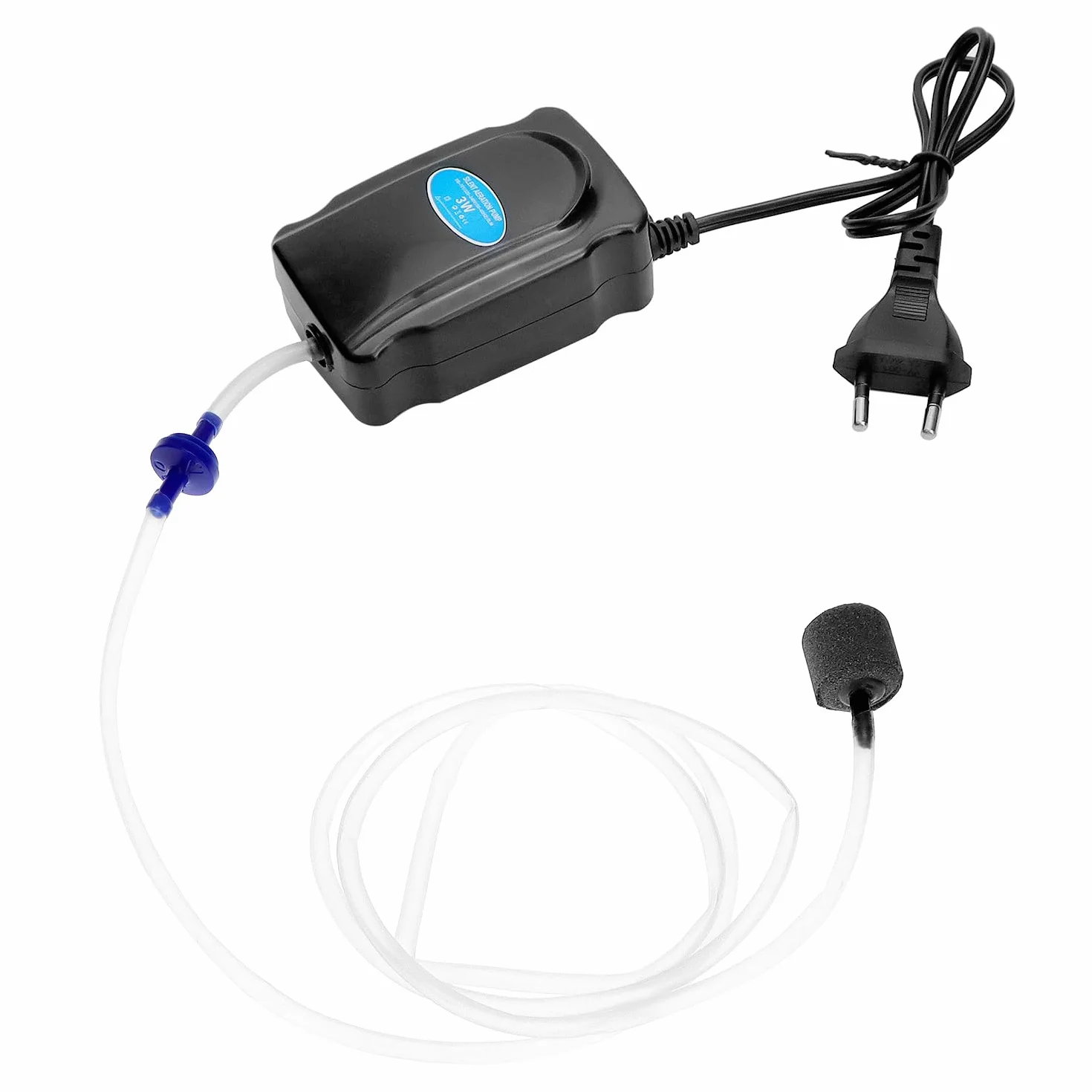 QWORK Pompe à air d'aquarium 3 W 2 L/Min avec tuyau silicone 120 cm
