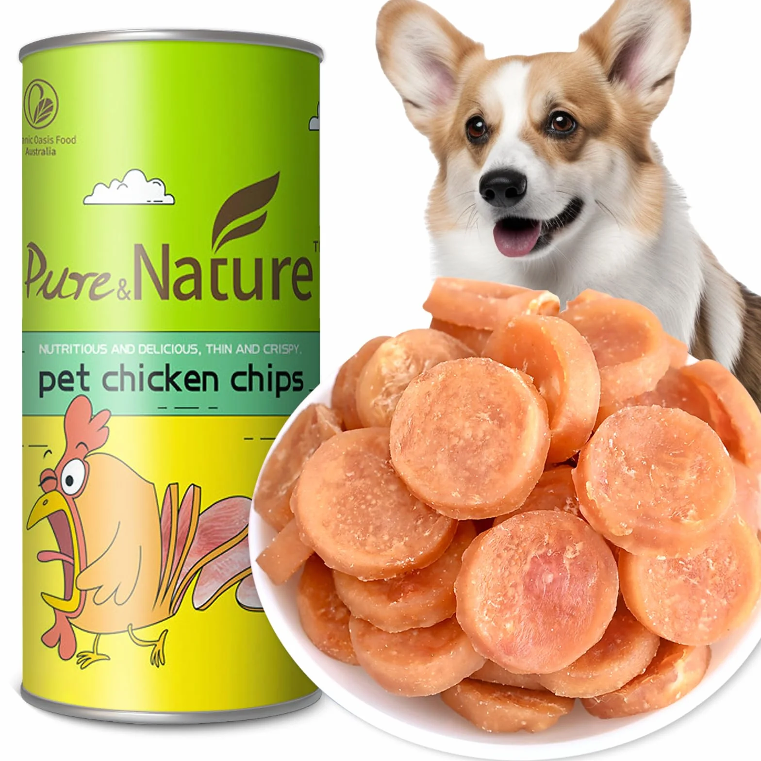Chips croustillantes de Poulet pour Chiens 70g - Friandises Premium Naturelles, Forte teneur en Viande fraîche, Faible en Graisse, Haute en protéines, idéales pour entraînement & récompenses