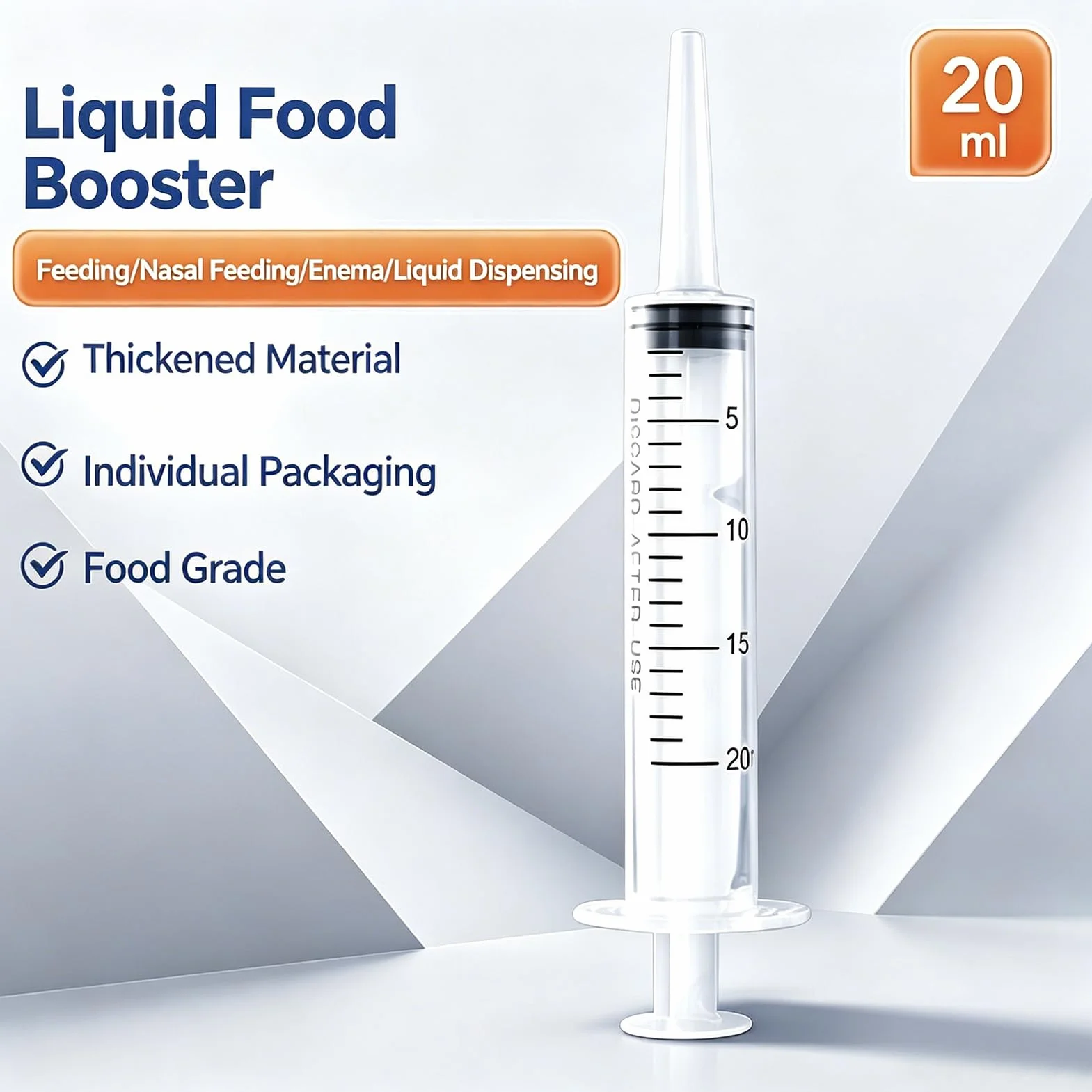 Seringue Alimentaire 20ml Plastique avec Bouchon Adaptateur pour Alimentation Animale