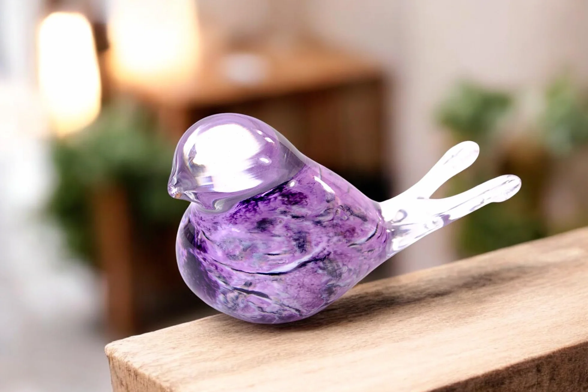 Mini urne oiseau violet feuille d'or - Urne de luxe pour chien chat humaine