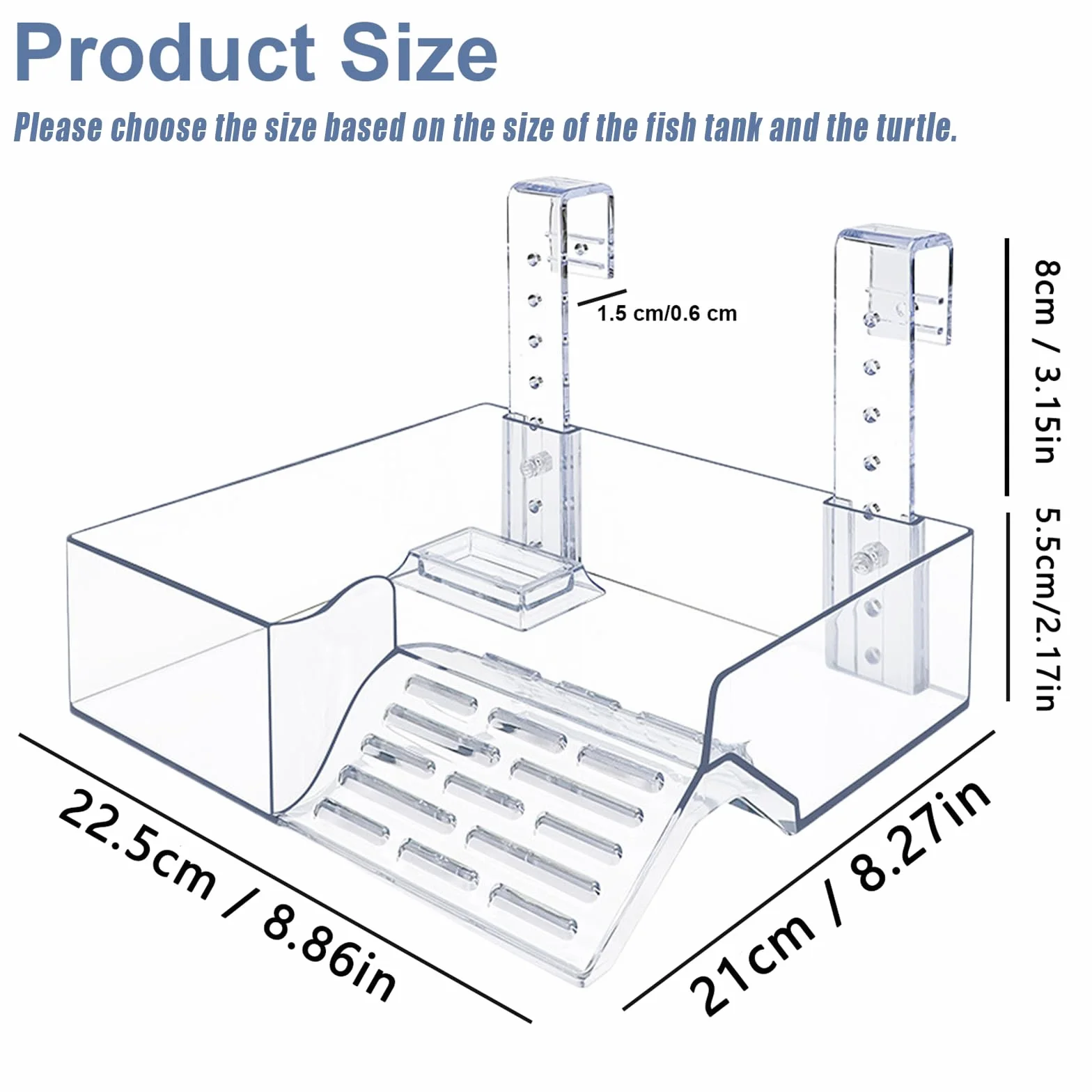 Plate-Forme De Repos Suspendue pour Tortues Aquatique Transparente Réglable Accessoire Aquarium