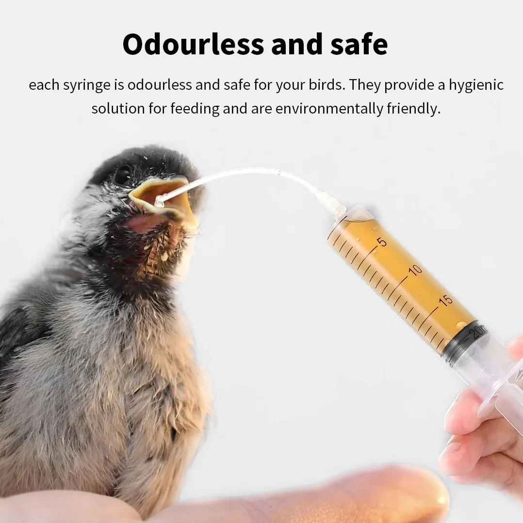 Tubes d'Alimentation 10 ml pour Jeunes Oiseaux et Perroquets, Seringue Alimentaire Facile à Nettoyer