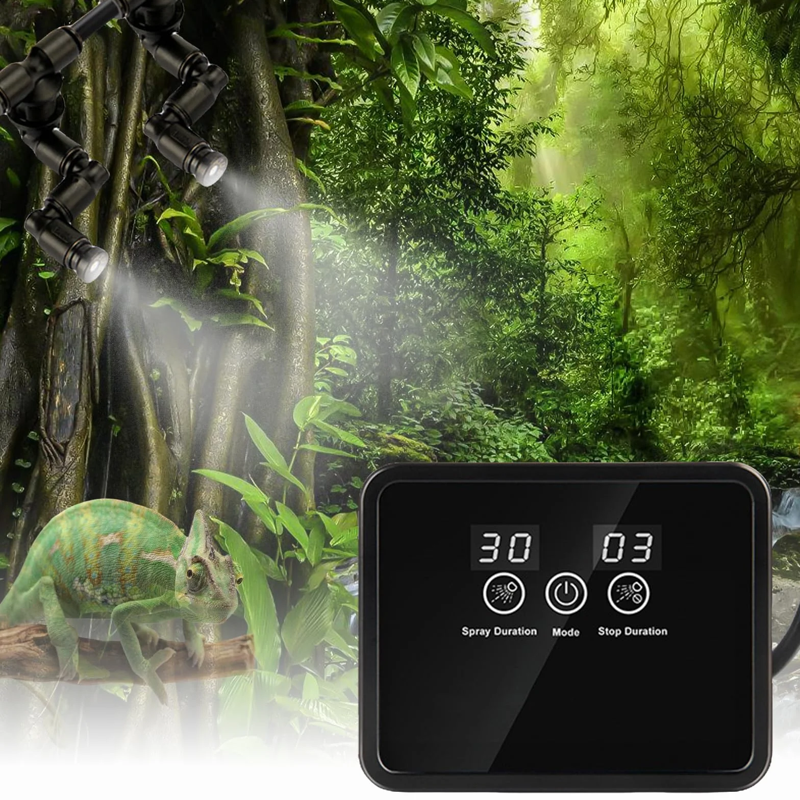 Vegena Système Brumisation Humidificateur Terrarium pour Reptiles et Amphibiens avec Minuterie