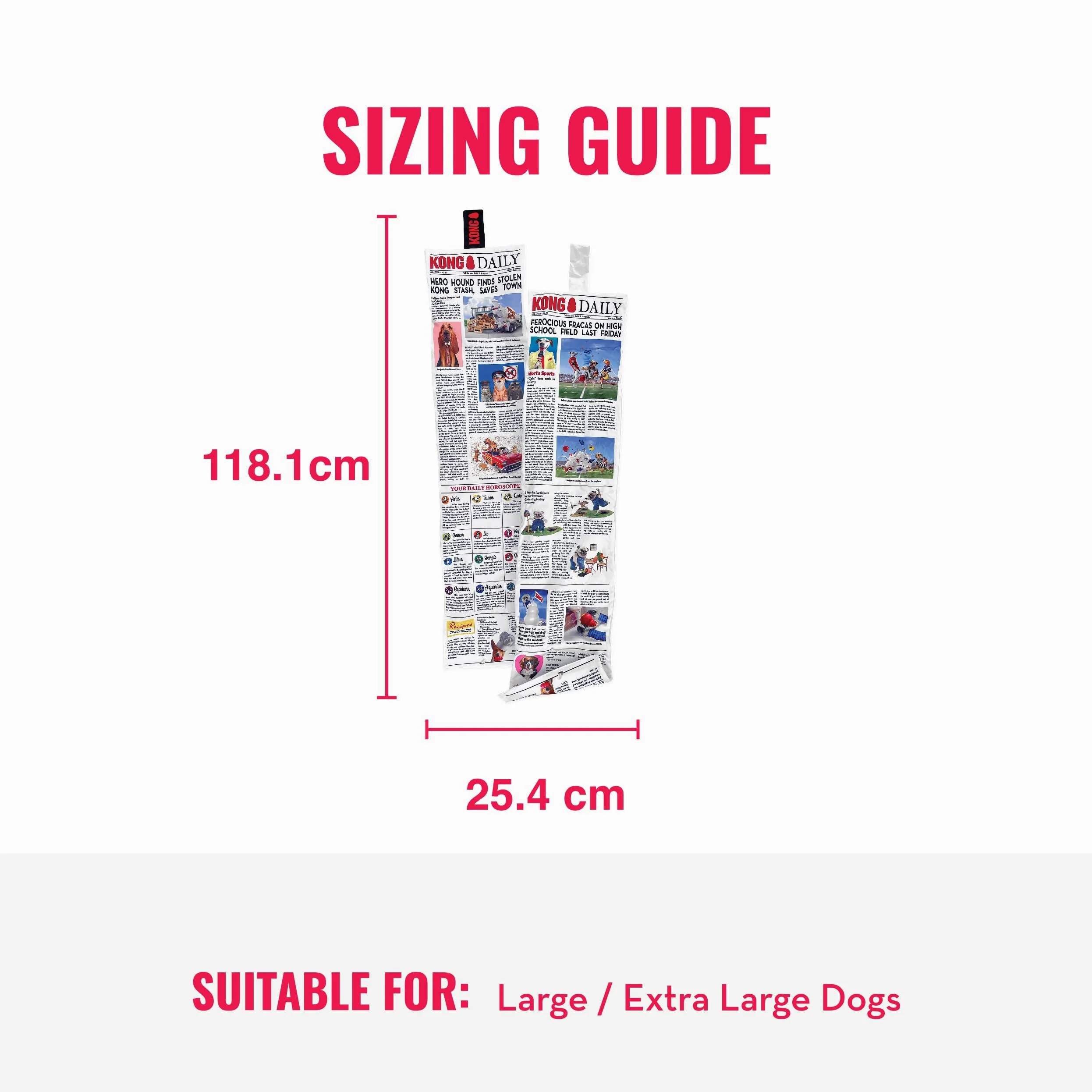 Kong Rouleau de Journal Quotidien XL 90 cm de Long avec 6 couineurs