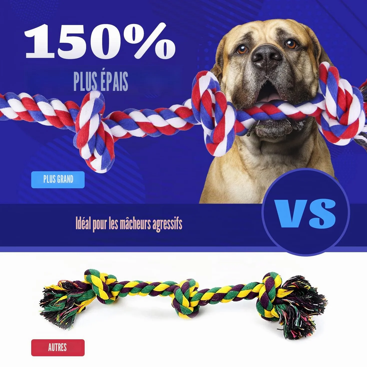 Jouets en Corde pour Chien XL (extrêmement durables et Solides) pour Chiens de Grande et Moyenne Taille - Jouets DE Chien Extra Grands pour Les CHEWERS agressifs