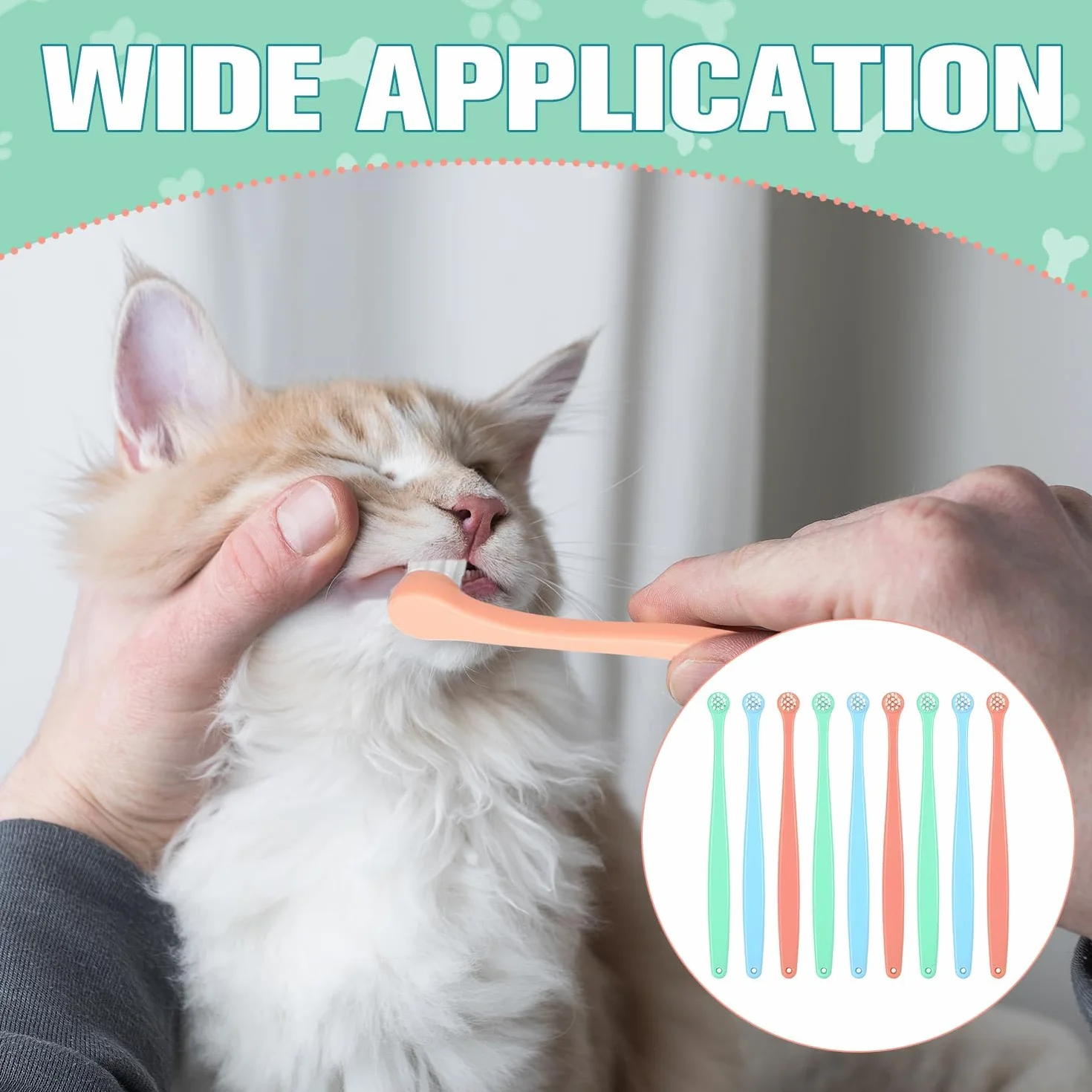 Lot De 9 Brosses à Dents Pour Chien, Brosse à Dents Pour Chat Kit de Nettoyage en Profondeur Portable Fournitures Soins Dentaires Pour Chiot Mini Tête Souple Réduit Tartre Nettoyage de la Bouche