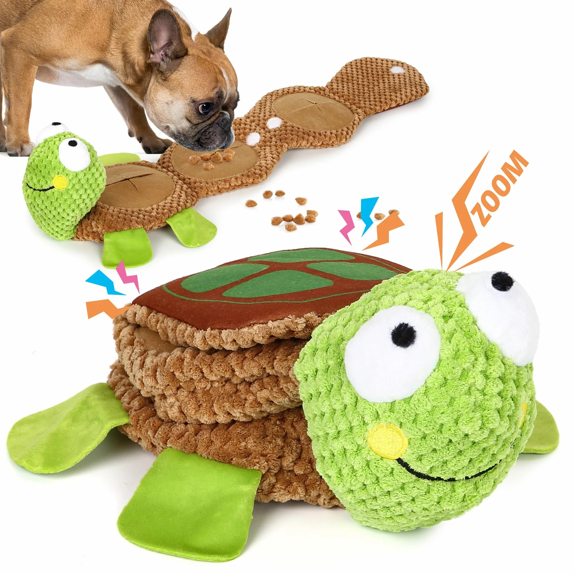 Iokheira Jouets Interactifs pour Chiens Couineurs Robustes avec Chiffon en Coton et Papier Froissé Vert Fluorescent Tortue