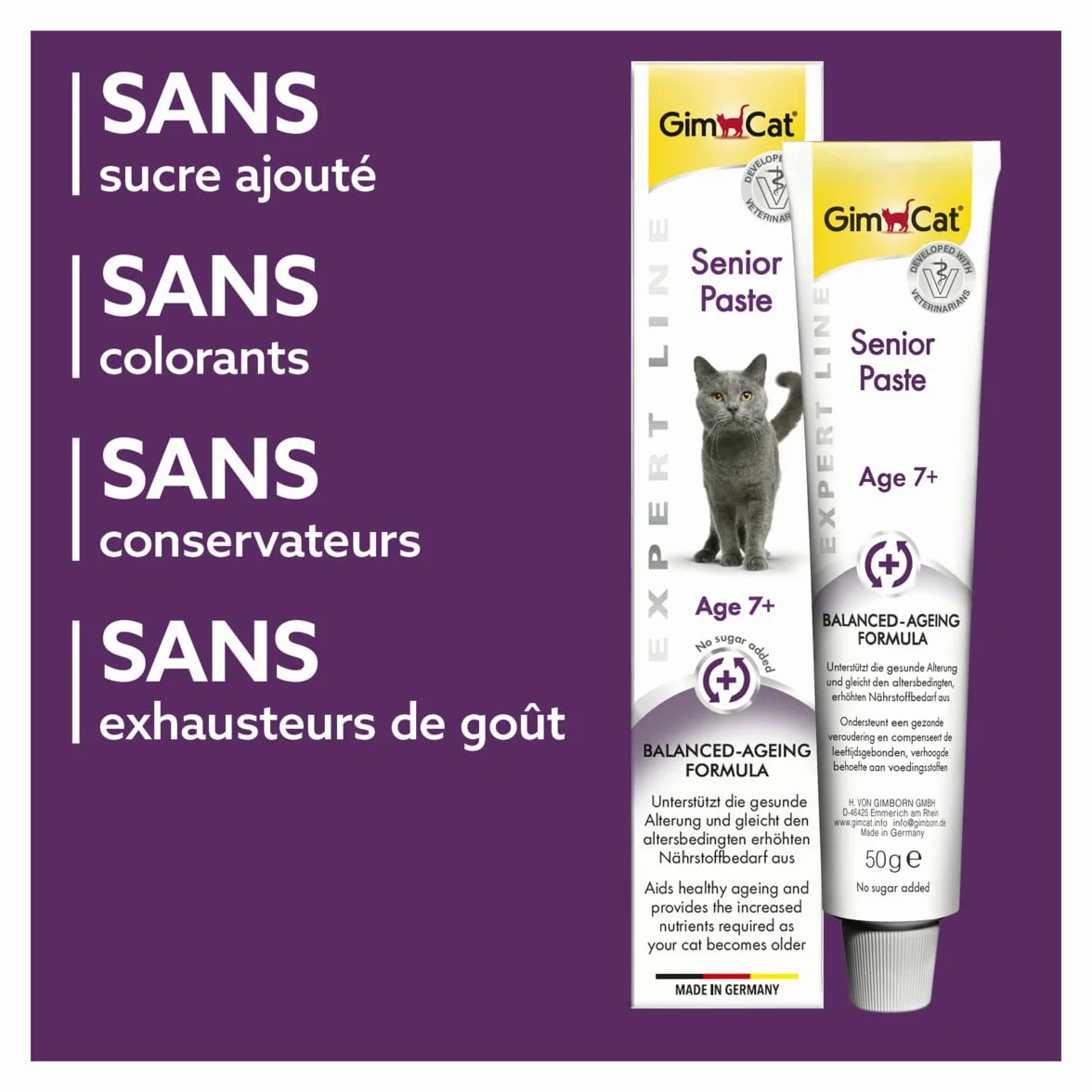 GimCat EXPERT LINE Pâte Senior Snack fonctionnel chats 7 ans 1 tube 50 g