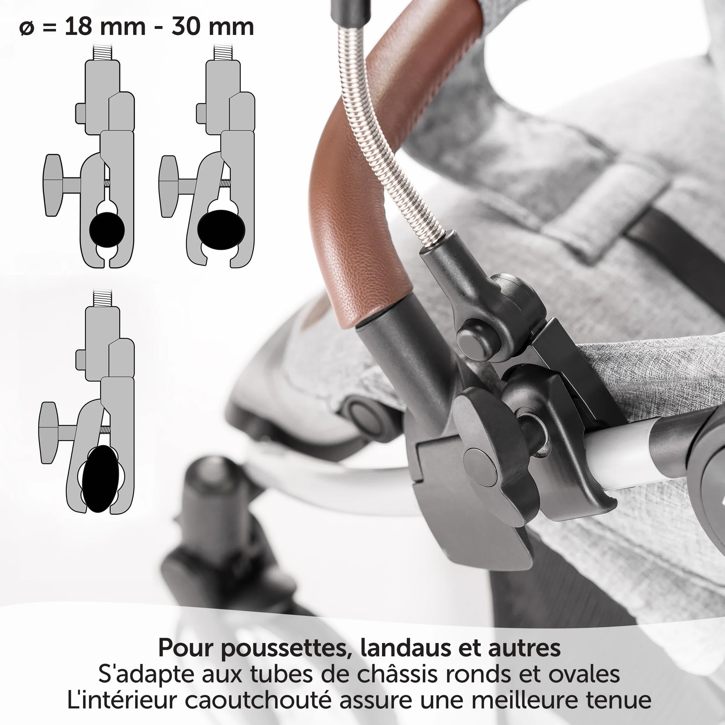 Zamboo Ombrelle Poussette Universelle UV 50+ Parasol Flexible 73 cm Protection Solaire Bébé