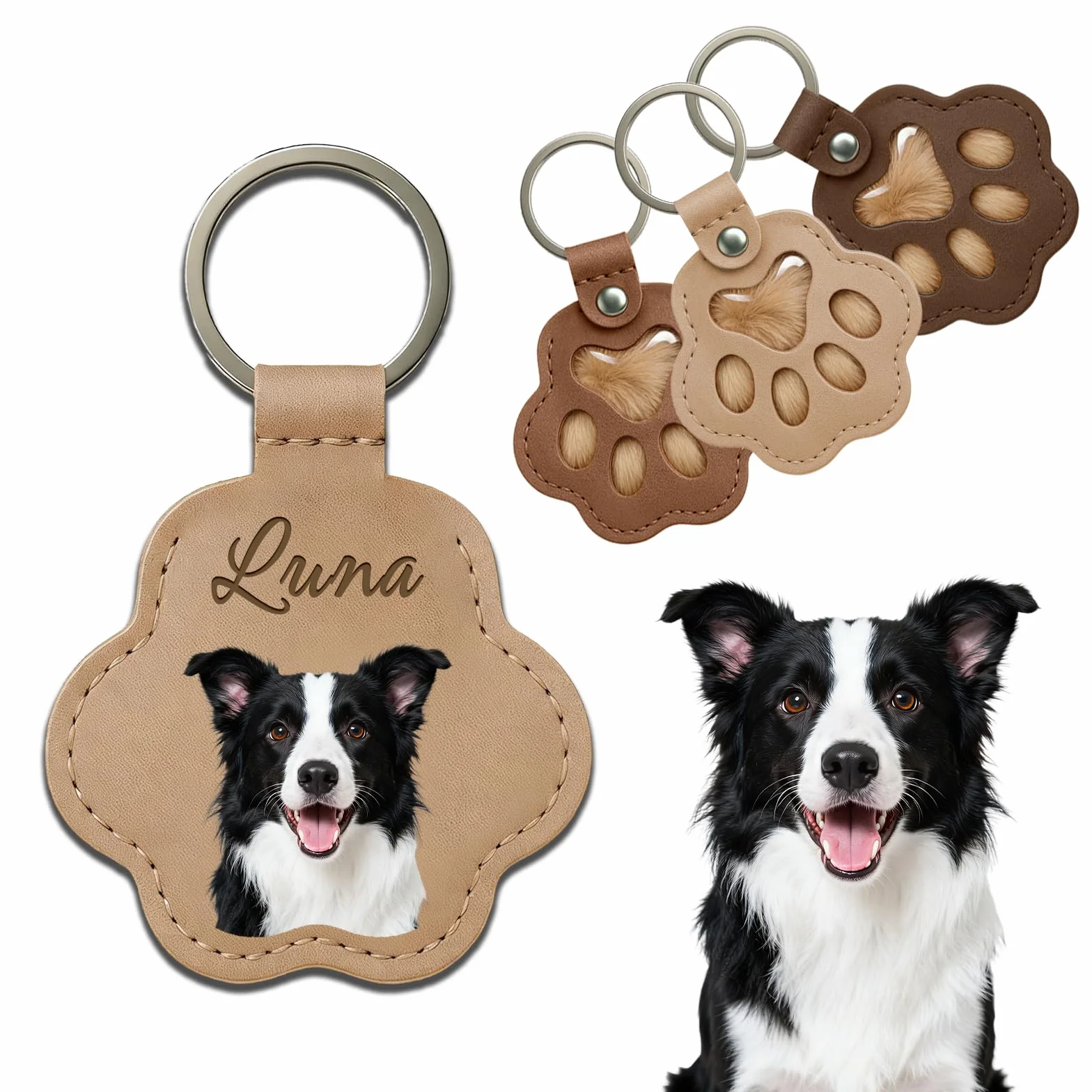 Porte-Clés Photo Personnalisé Souvenir Poils Chien Hommage Animaux