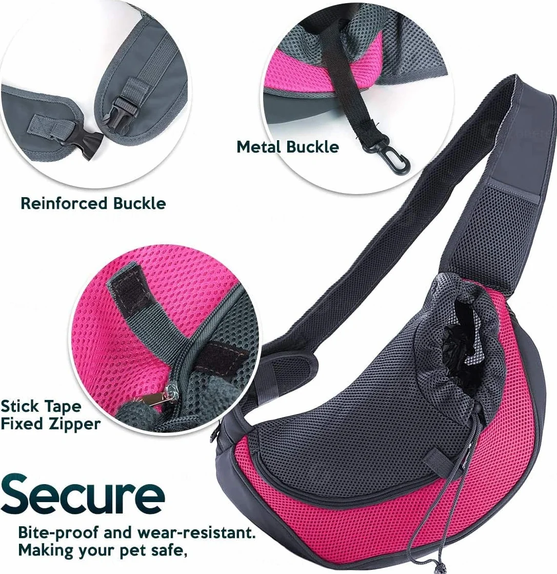 Sac de transport pour animal domestique en maille mains libres réglable rembourré avec poche et crochet