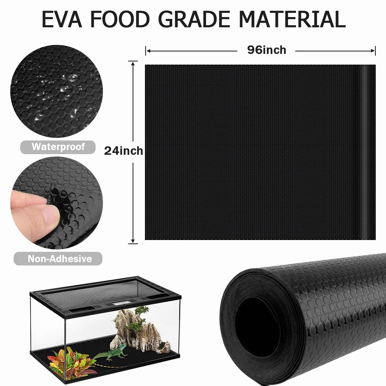 Tapis de terrarium 370 litres 10,2 x 5,1 x 5,1 cm substrat pour reptile dragon barbu gecko lézard tortue