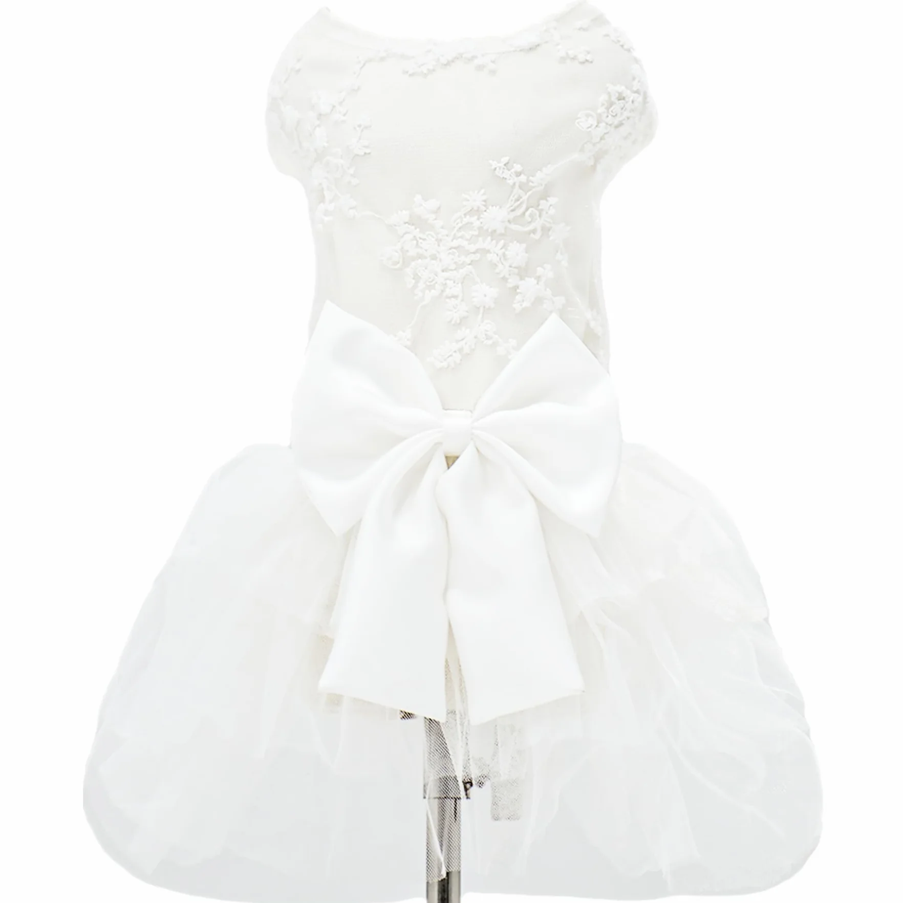Robe de mariage blanche broderie dentelle jupe tutu princesse chiot petite moyenne taille costume chat 4XL