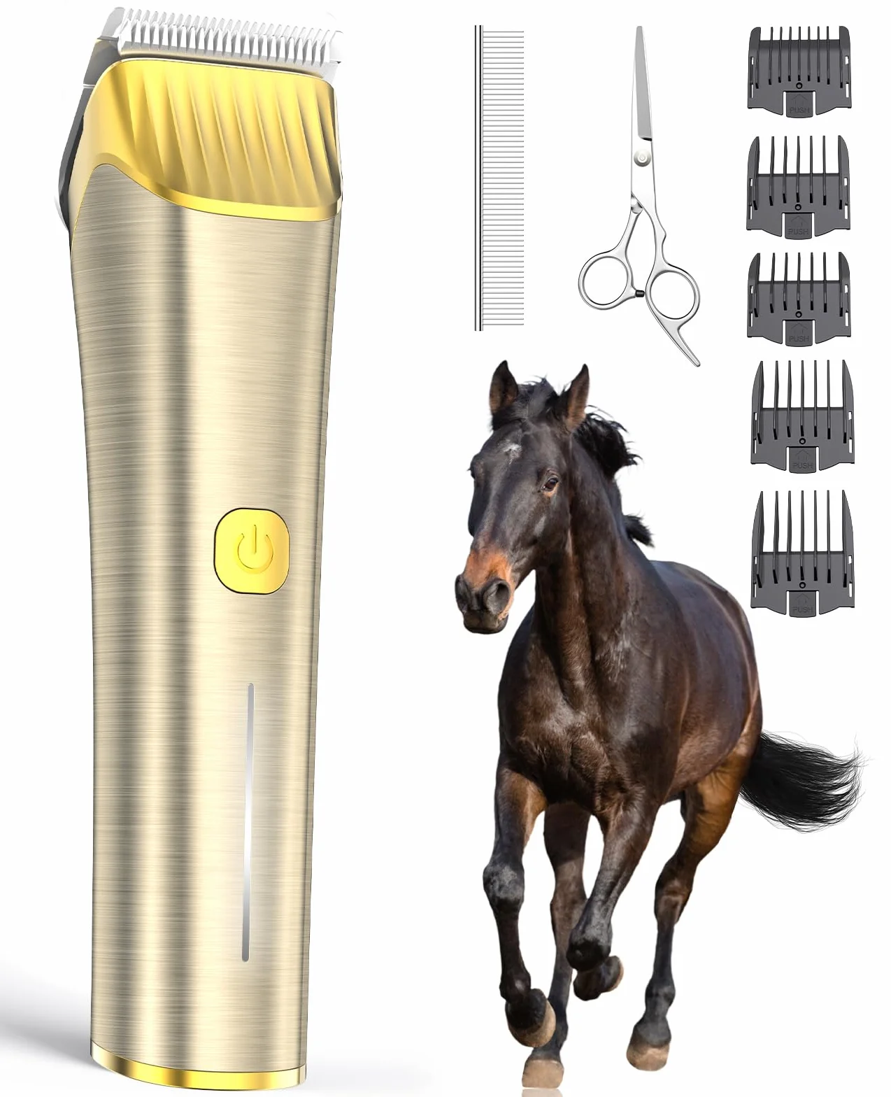 Oneisall Tondeuse Sans Fil pour Chevaux Professionnelle 2 Vitesses Faible Bruit Poils Longs/Épais