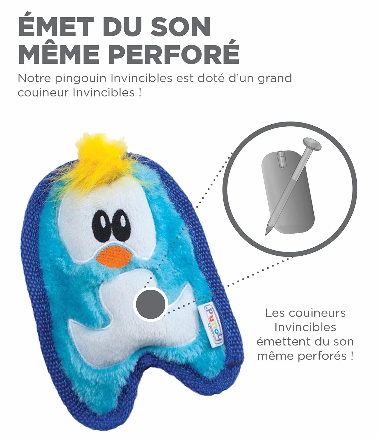 Outward Hound Peluches Invincibles Minis pour Chien Pingouin Bleu XS