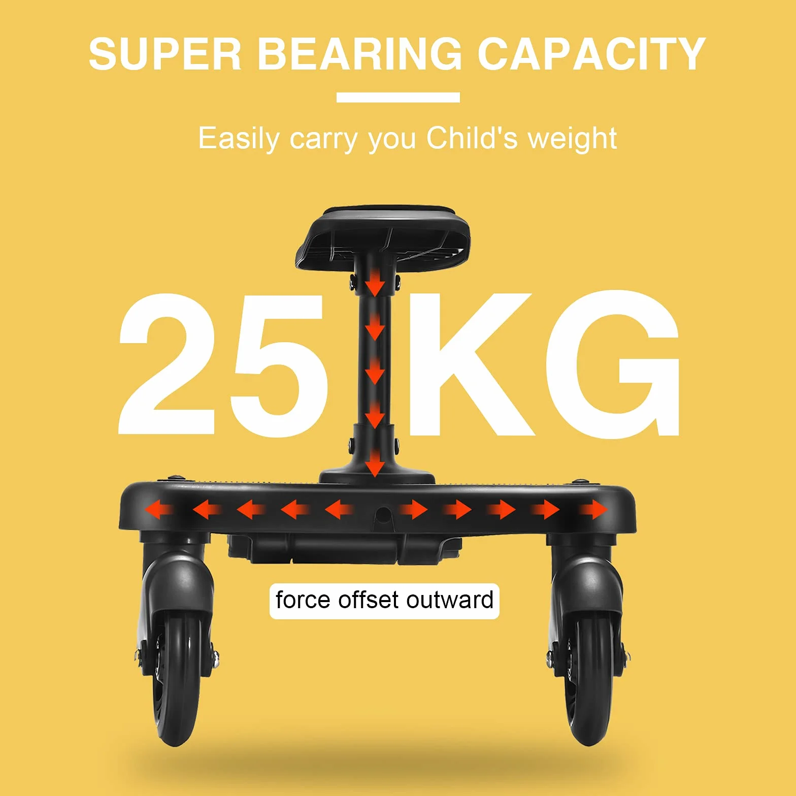 Vihir Planche À Roulettes Pour Bébé À Suspension Intégrale, Adaptée À Poussettes, Charge Max 25 kg
