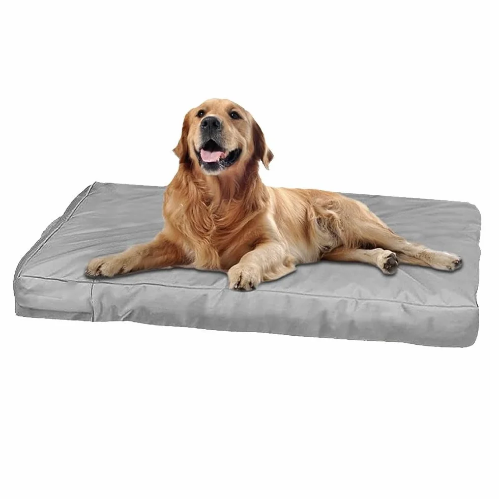Housse de lit imperméable en tissu Oxford 210D pour animal de compagnie avec fermeture éclair dissimulée - Lavable en machine - Gris (102 x 69 x 10 cm)