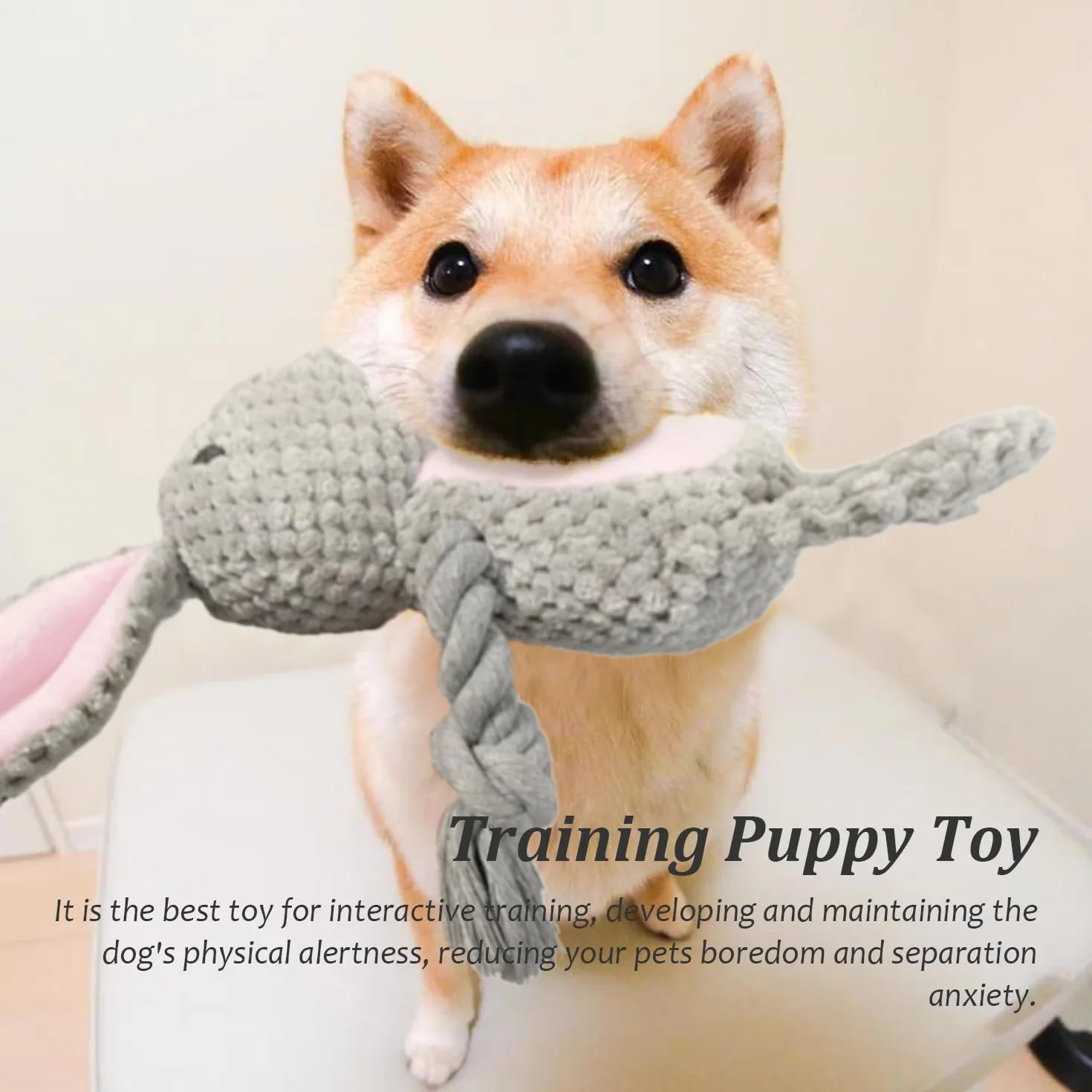 Jouet pour Chien en Peluche Indestructible avec Papier Crépitant Interactif en Forme d'Âne