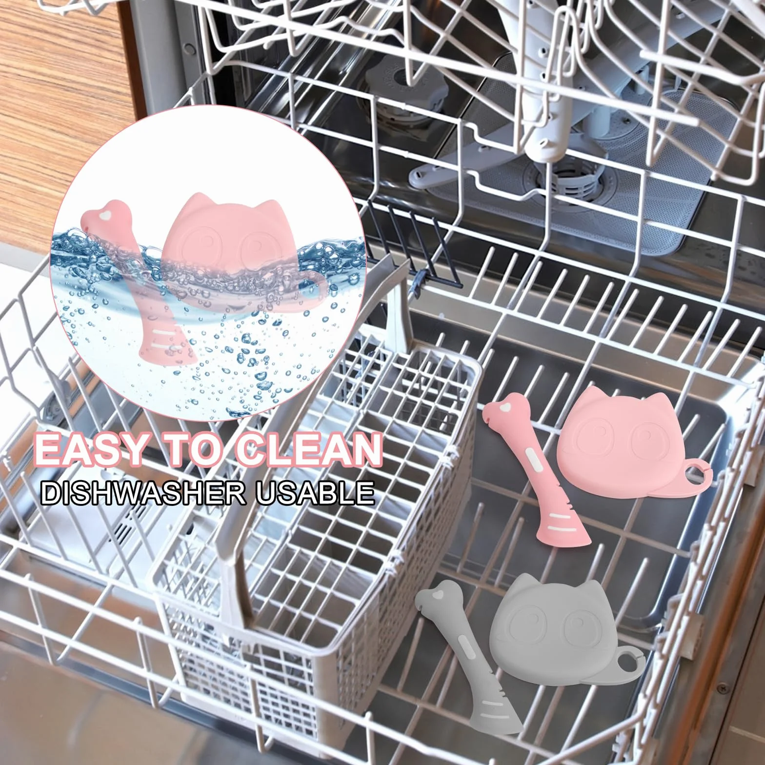 Lot de 2 cuillères pour chat en silicone avec couvercle ouvre-boîte patte mignonne