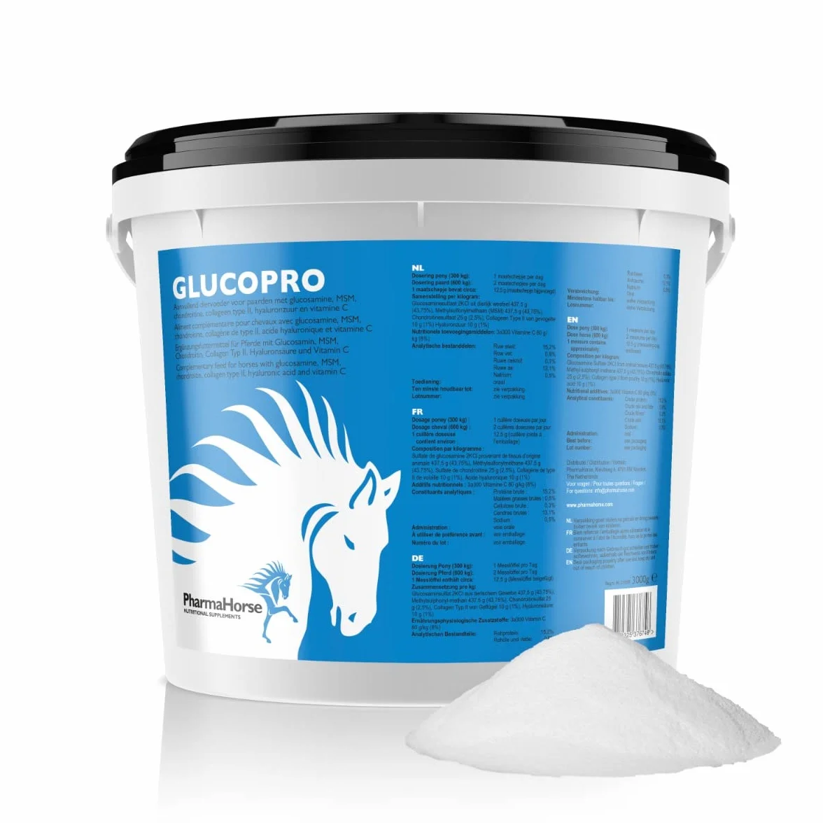 PharmaHorse Glucopro Supplément Cheval MSM Vitamine C Glucosamine Collagène 3000g