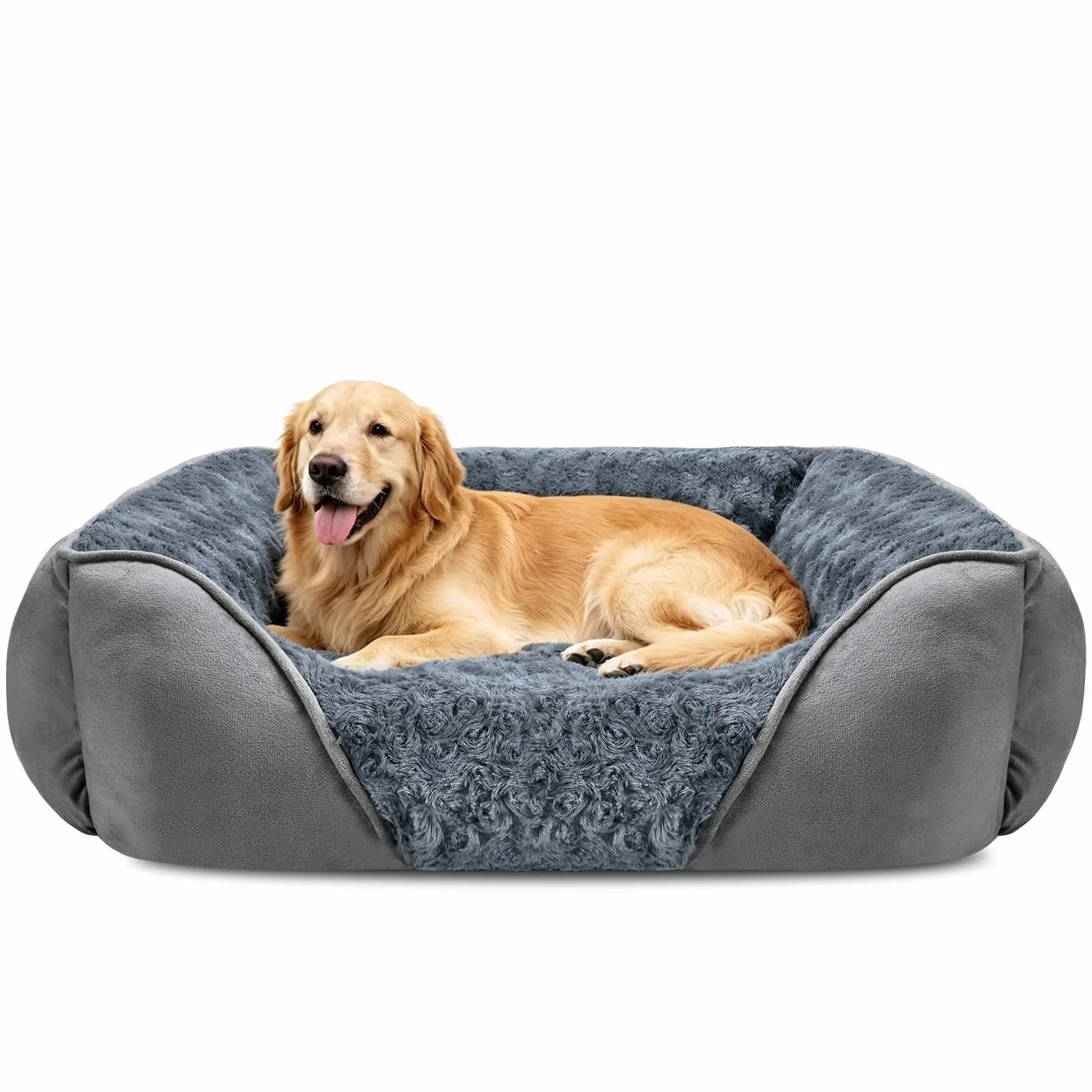 JOEJOY Panier pour Chien Grande Taille, Lit Chien Lavable Pelucheux, Antidérapant Coussin Anti-anxiété, 89x63x23cm