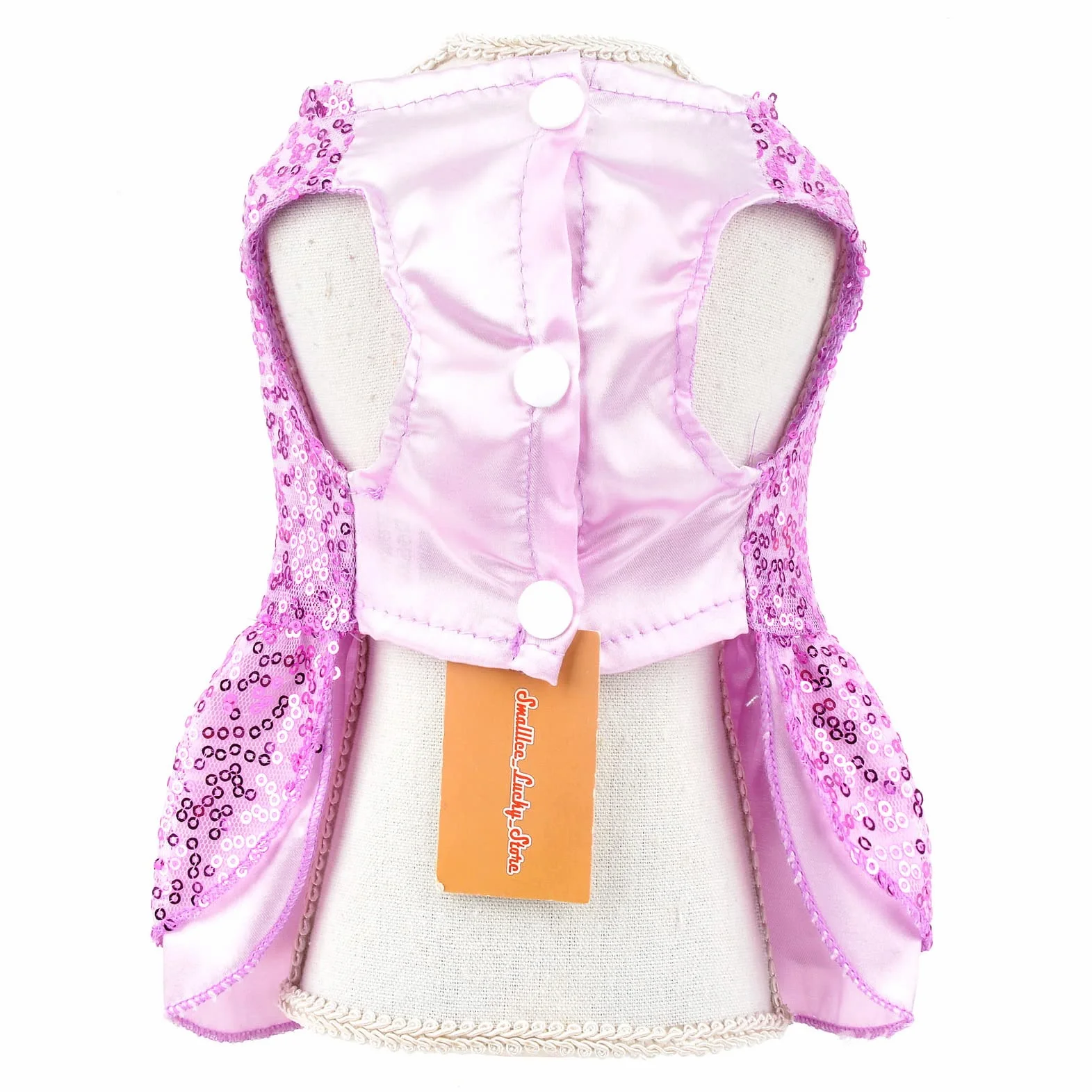 Robe Harnais à Paillettes métalliques pour Chien, avec Anneau en D, Fuchsia, M