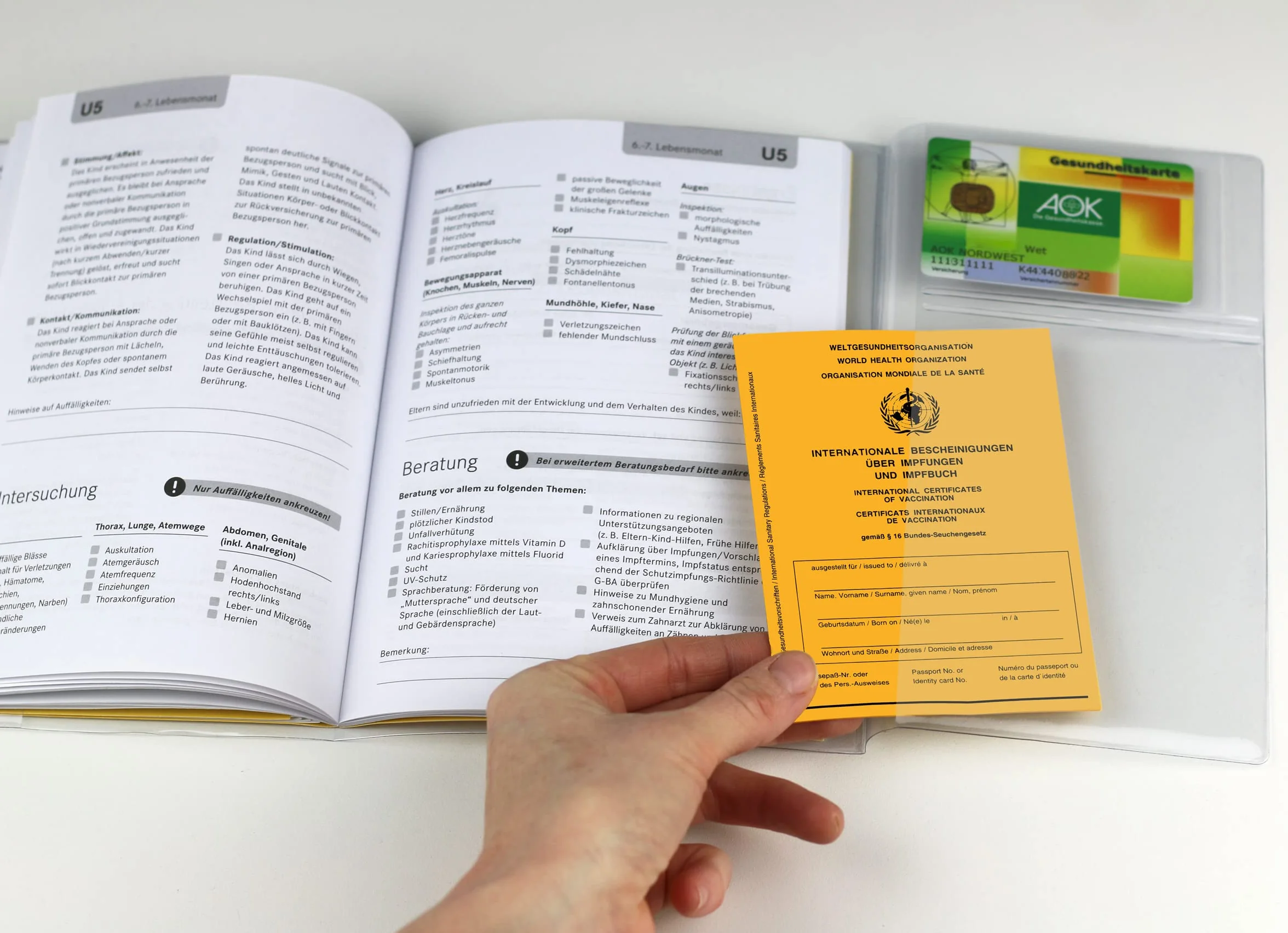 Lot de 3 pochettes transparentes pour carnet d'examen en plastique étui de protection avec compartiment pour passeport de vaccination