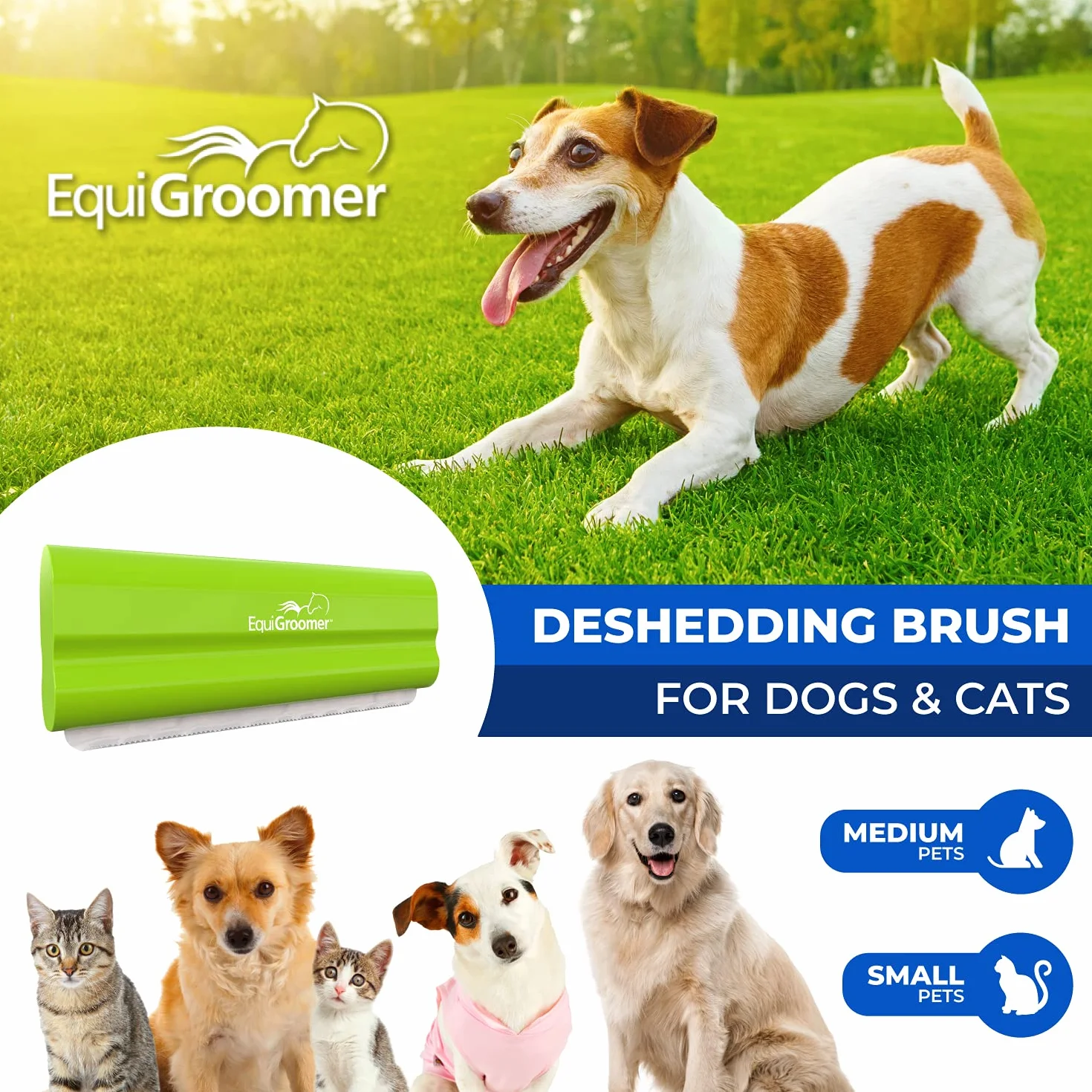 EquiGroomer EasyGroomer Brosse de toilettage pour chiens et chats, outil sous-poil, élimine saletés et poils morts, Vert citron