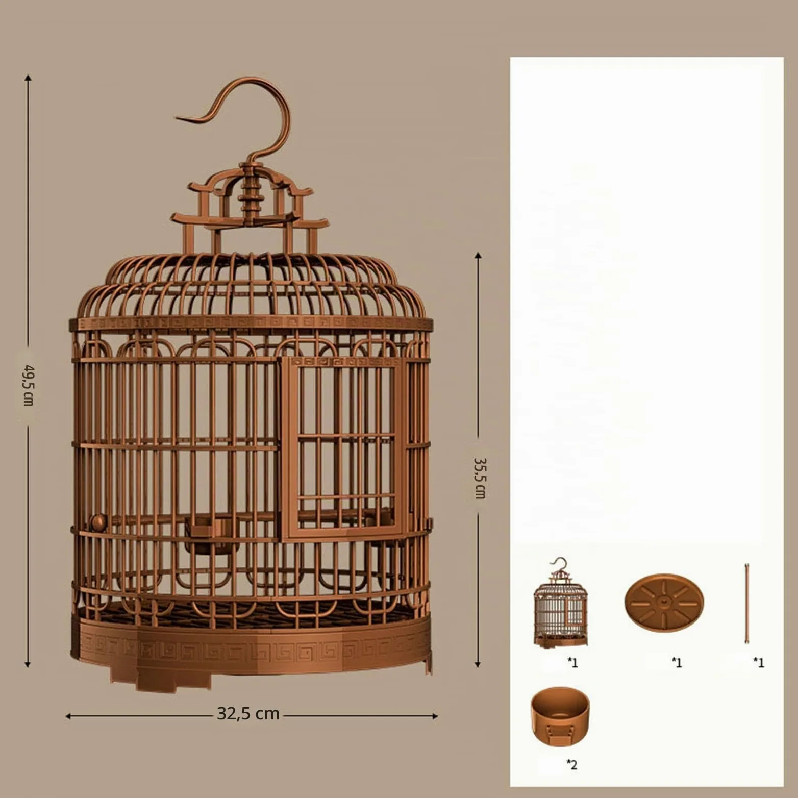 F Fityle Cage à Oiseaux de Luxe pour Perroquet, Grande Cage à perruches, Cage à Oiseaux pour aras, cacatoès, inséparables Gris, Petits Oiseaux, D