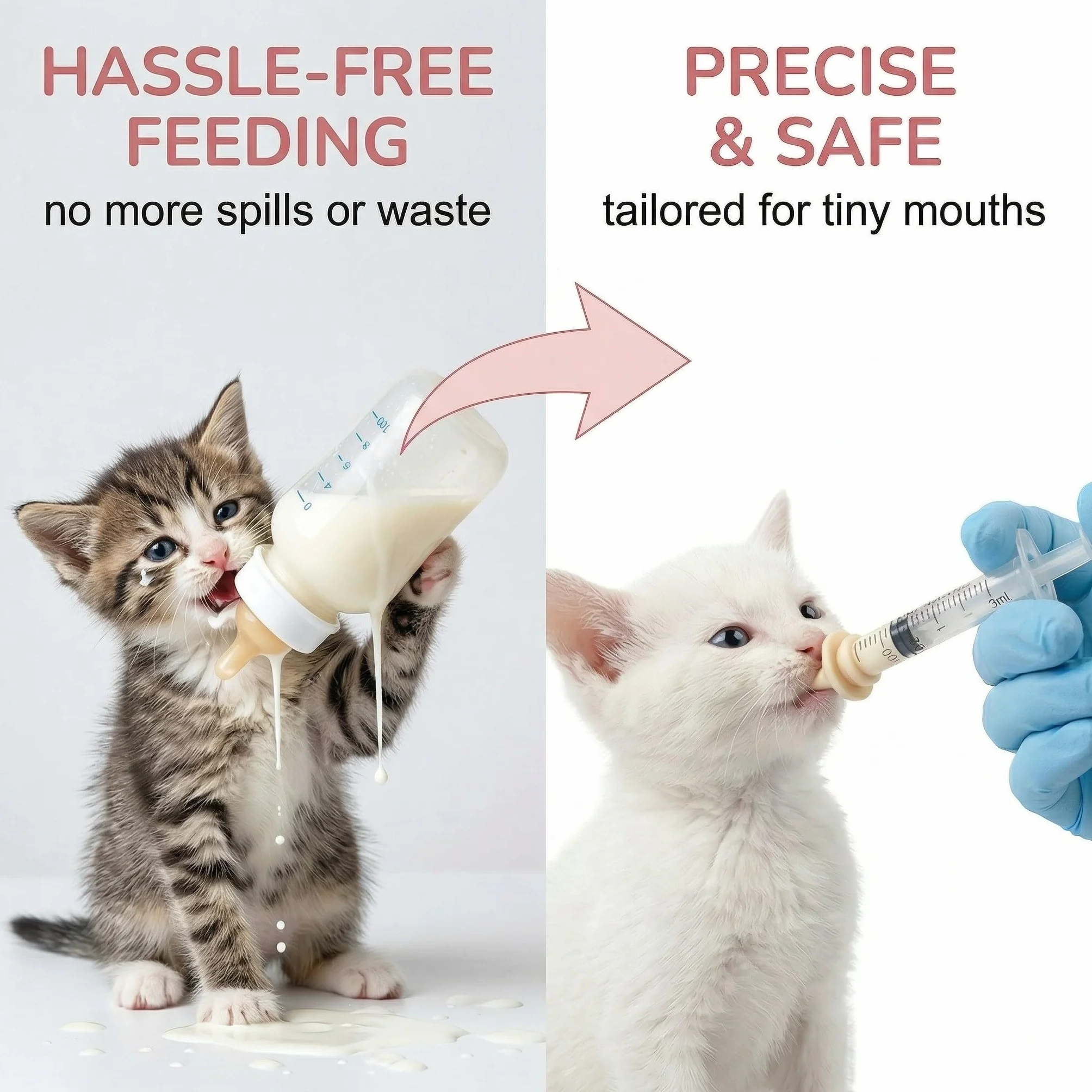 Kit de 10 Pièces pour Chatons - Mini Seringues à Tétons en Silicone Réutilisables
