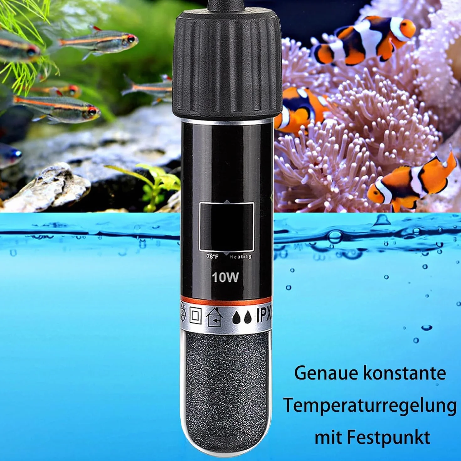 GERUI Lot de 2 mini chauffages USB d'aquarium 10 W avec thermostat, thermostat pour petits aquariums, pour eau salée et eau douce