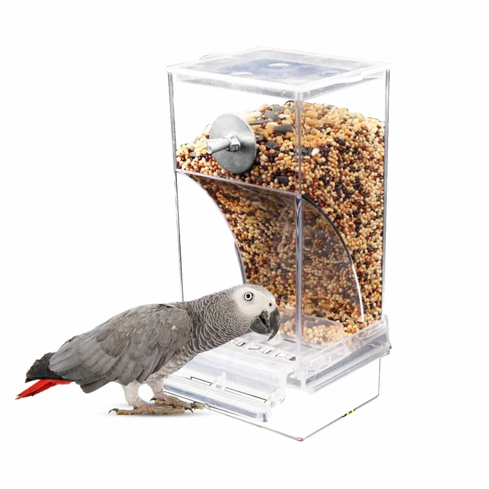 Mangeoire Automatique pour Oiseaux en Acrylique 2 Pièces sans Désordre pour Perruches Canaris Calopsittes