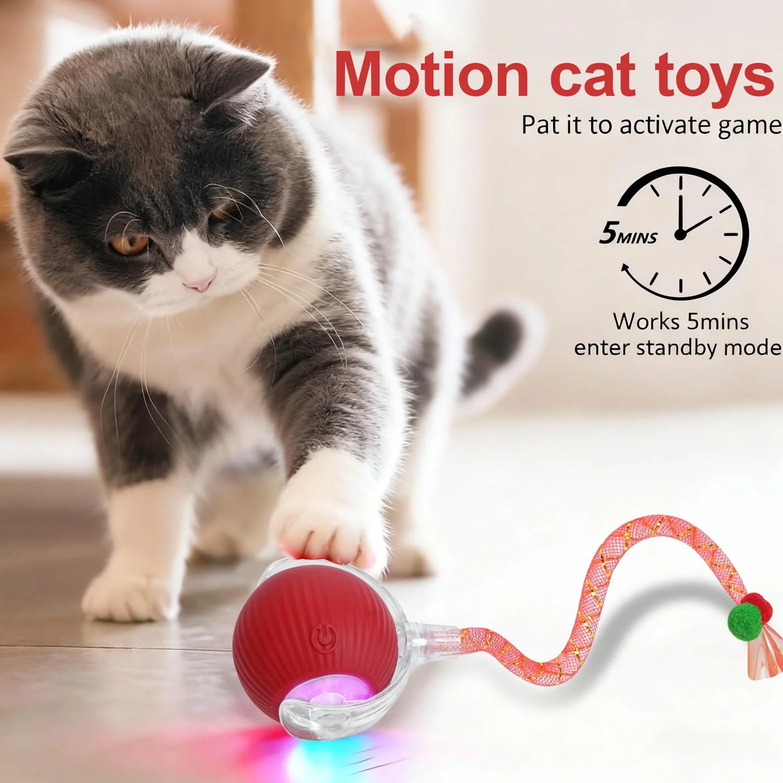 Lot de 2 Jouet Chat Interactif Speedy Tail 2.0 avec Queue Qui Clignote et Bouge Rapidement