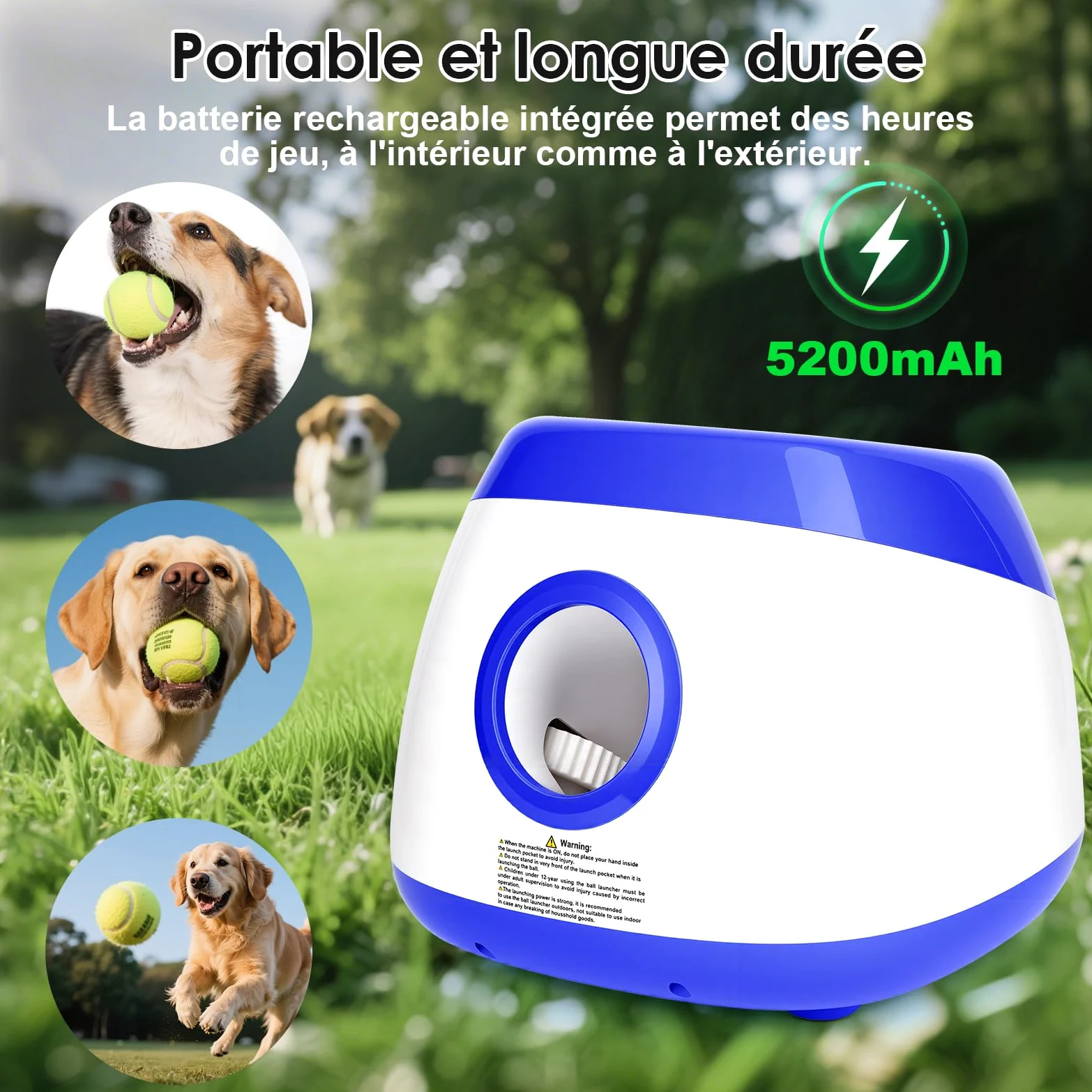 Lanceur de Balle pour Chien Automatique Jeu Intelligence Chien Balles de Tennis pour Chiens de Grand et Moyenne Taille