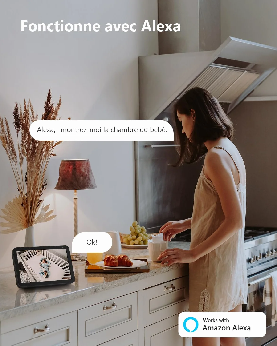 Imou 2K 3MP Caméra Surveillance WiFi Intérieure 360° Connectée Smartphone Détection Humaine AI Suivi Intelligent Sirène Audio Bidirectionnel Compatible Alexa