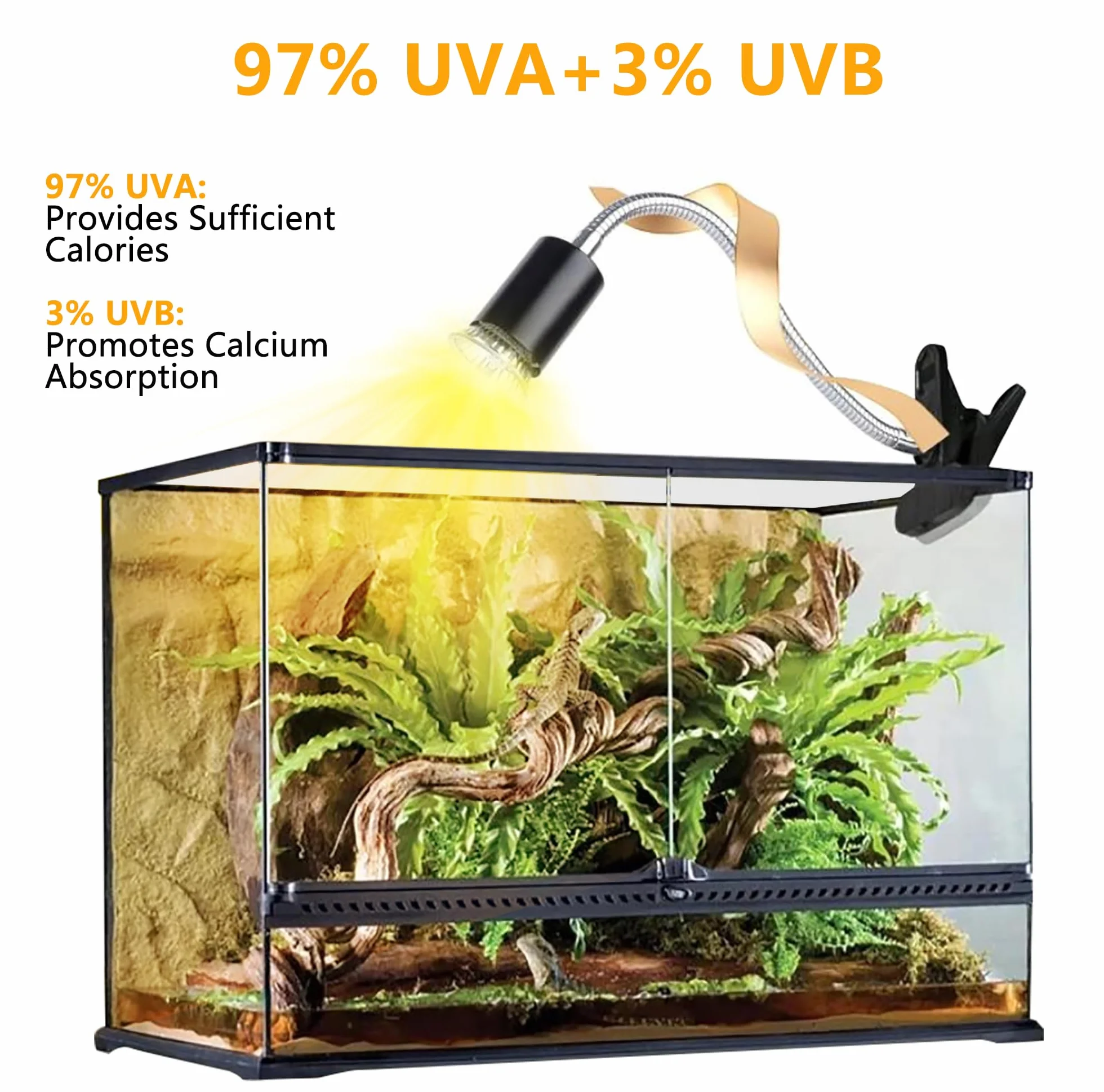Lampe Chauffante Reptiles 50W UVA UVB Halogène Température Réglable