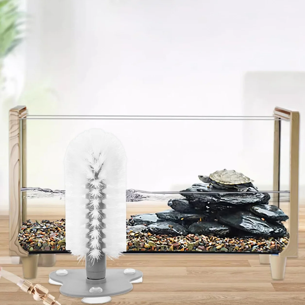 TOYANDONA Brosse de nettoyage pour tortue avec ventouse puissante en ABS Anti-rayures Accessoire réservoir