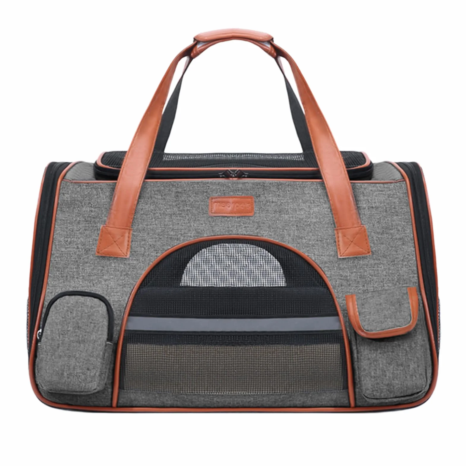 Sac de Transport pour Chat Pliable avec Bandoulière Marron