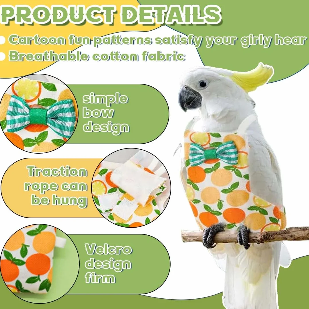 Couches pour Oiseaux, Couches de Perroquet réutilisables lavables, Motif Arc et Orange, pour Perruche, Mini Ara, Canari