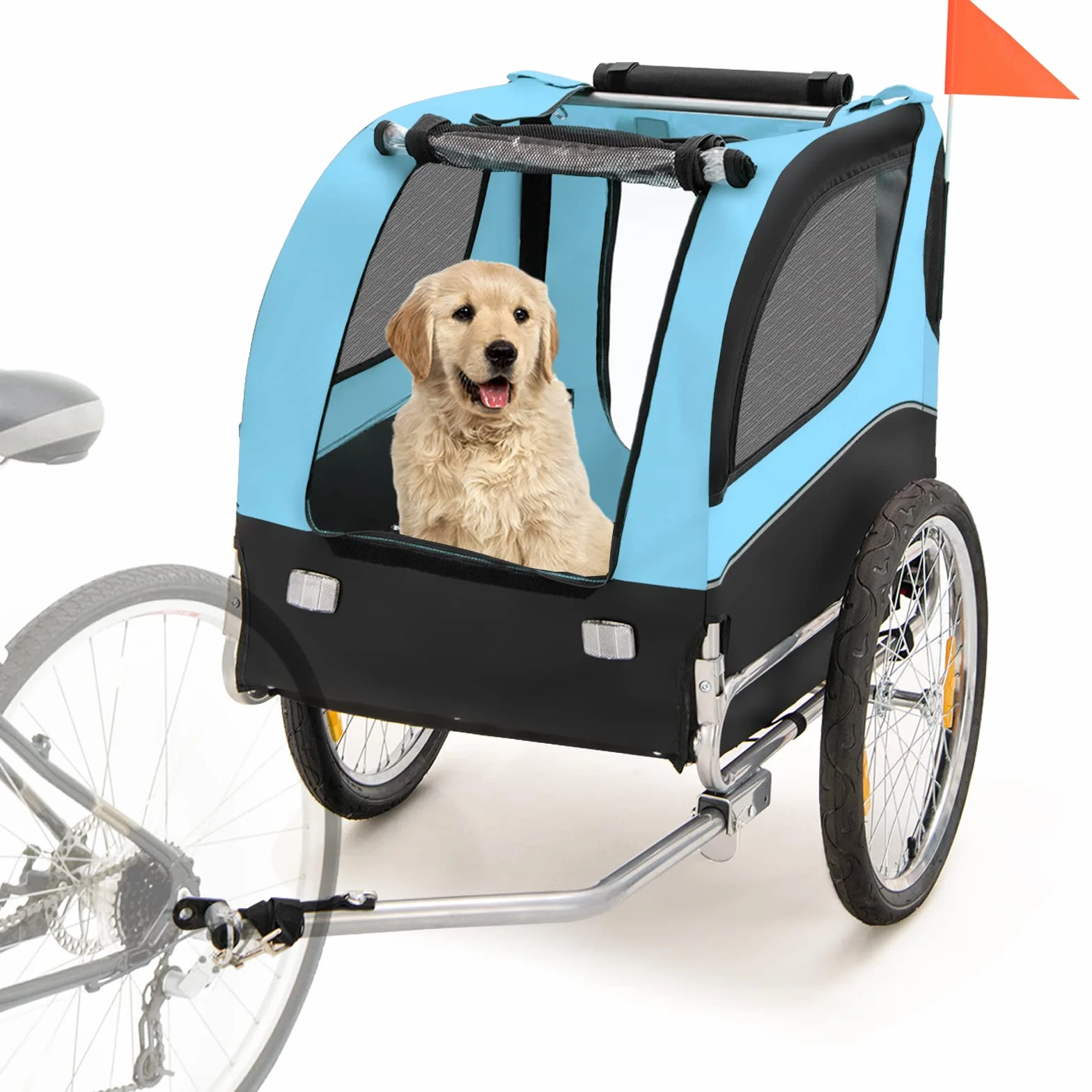 COSTWAY Poussette de Transport pour Chien Pliable Oxford Canvas avec Toit Ouvrant 40 kg