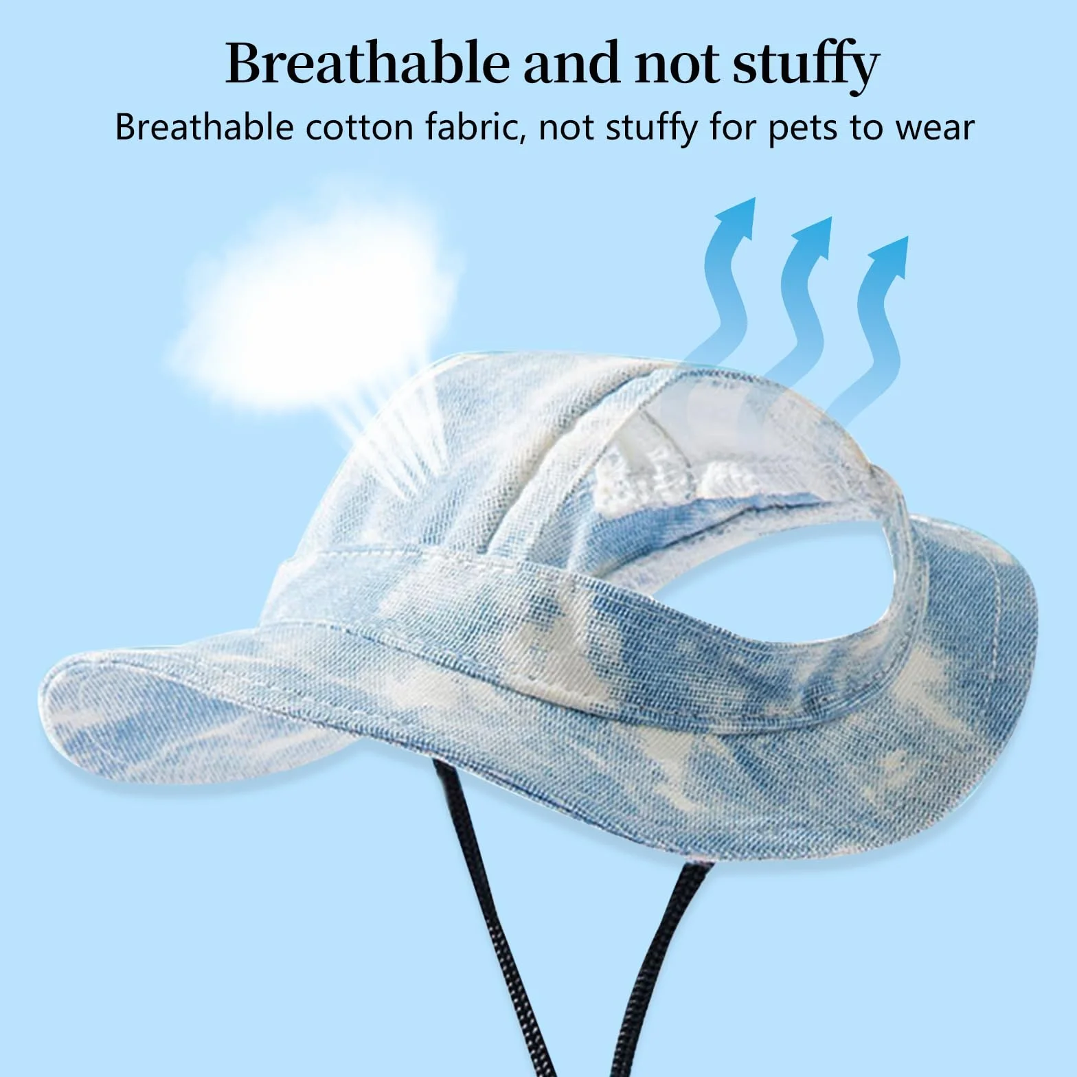 Chien Chapeau de Sport Élégant, Casquette de Baseball pour Chats Protection Solaire, Chapeau de Soleil pour Chiens Ajustable, Casquette de Soleil pour Petits Chiens, Chiots, Chats (Bleu, M)